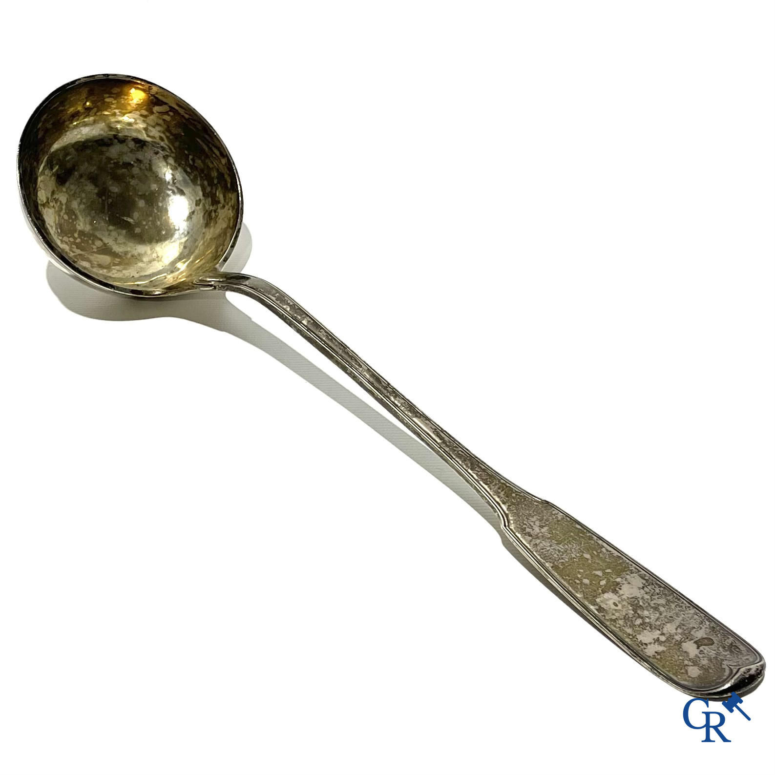 France 18th century. Large silver ladle. Quality hallmarks crowned B, crowned fleur de lys and quality hallmark silversmith AIG.