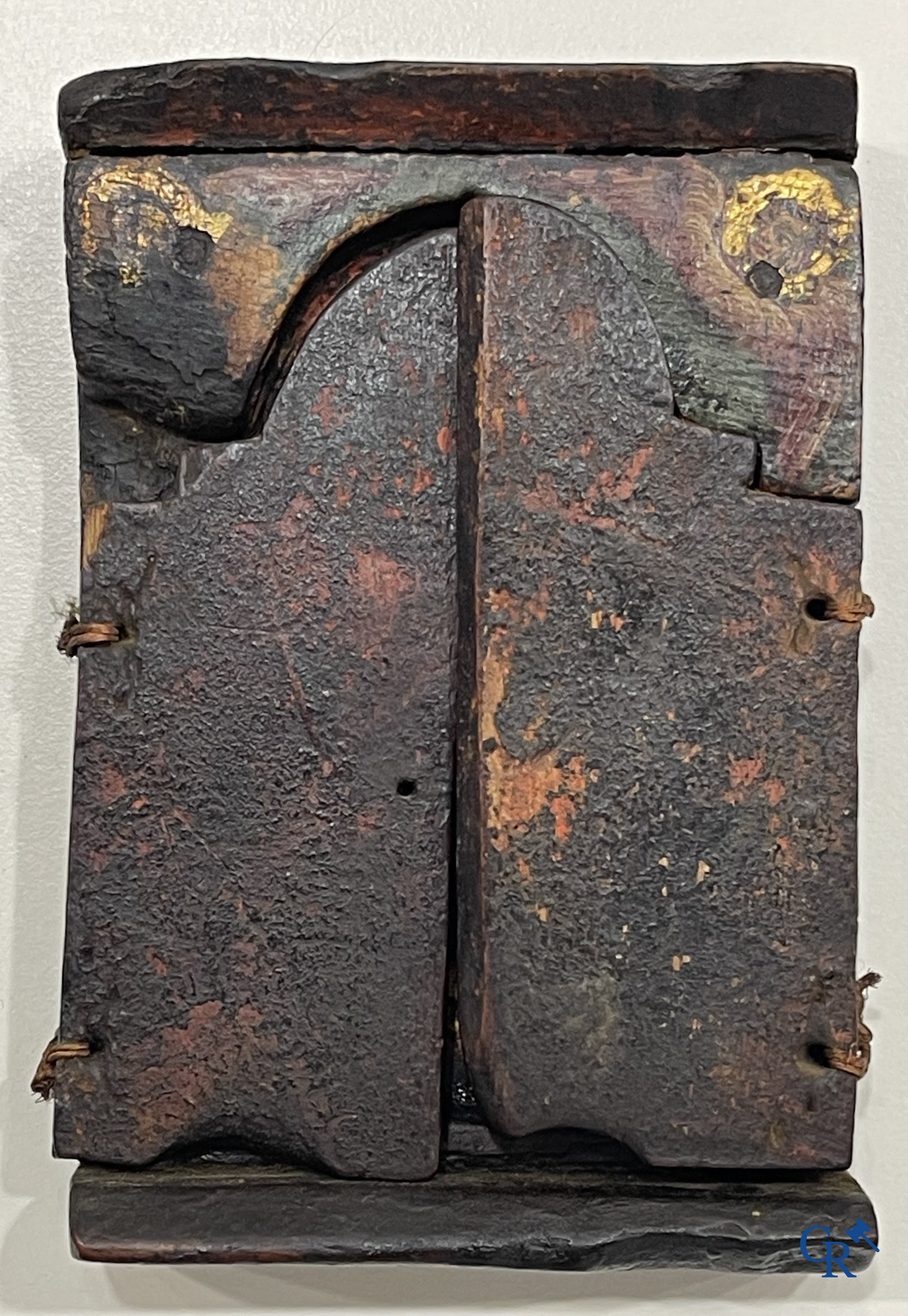 Greek Orthodox triptych icon, the Holy Mother of God with the Christ Child. Tempera on panel. 17th-18th century.