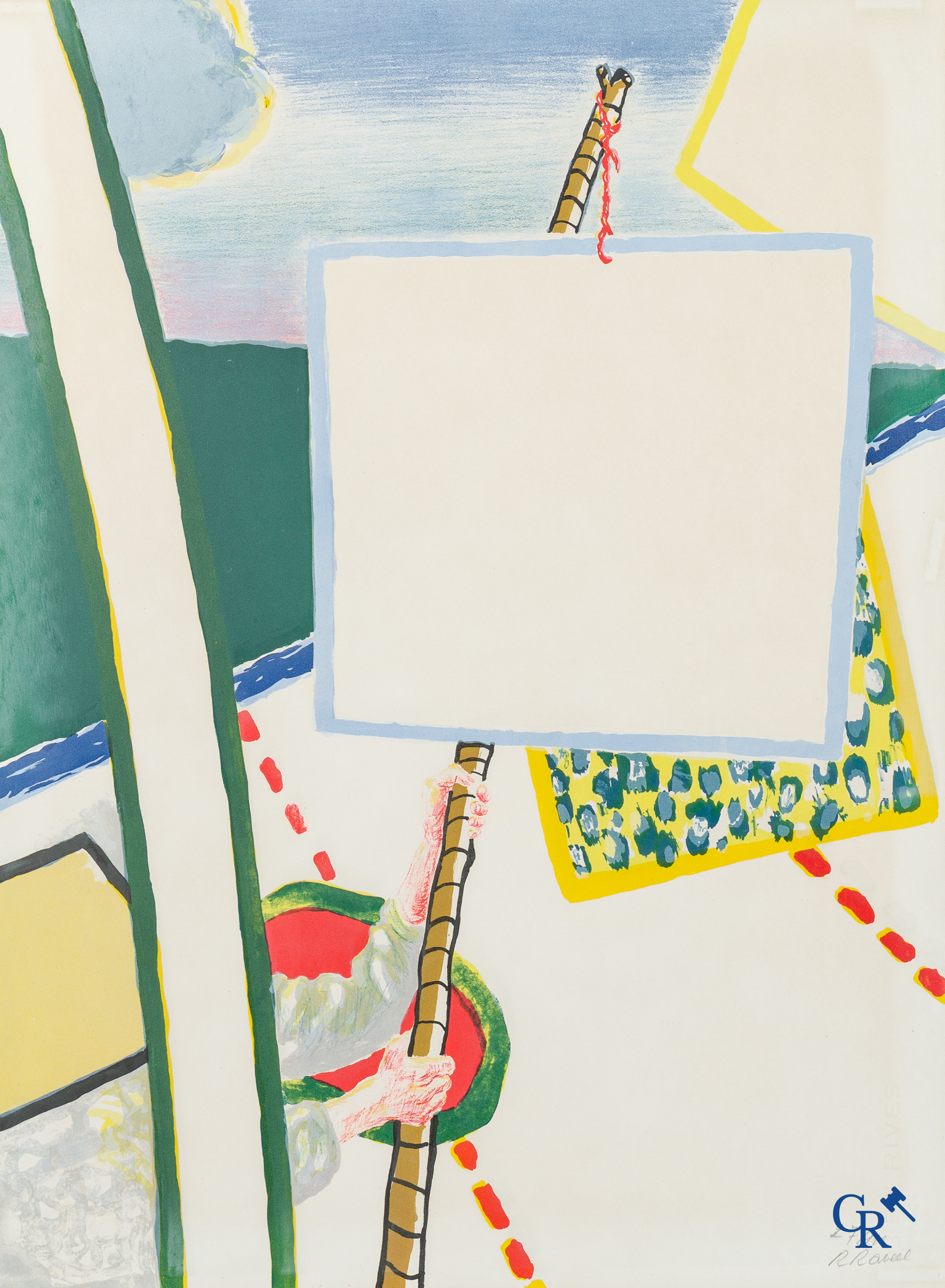 Roger Raveel. Colour lithography, The 1978 painting parade at Machelen aan-de-Leie. 1979, 27/110.