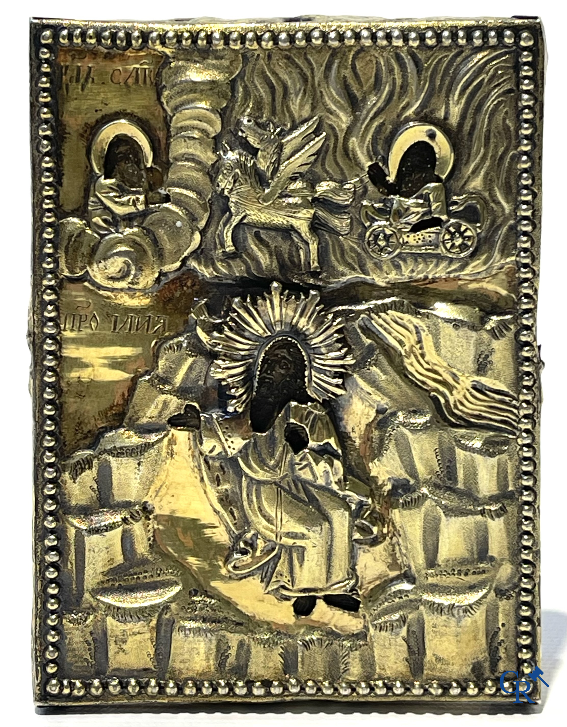 Russian work. 2 icons with silver oklad. Smallest icon dated 1823 and silver grade 875°/00, 84 zolotniks.