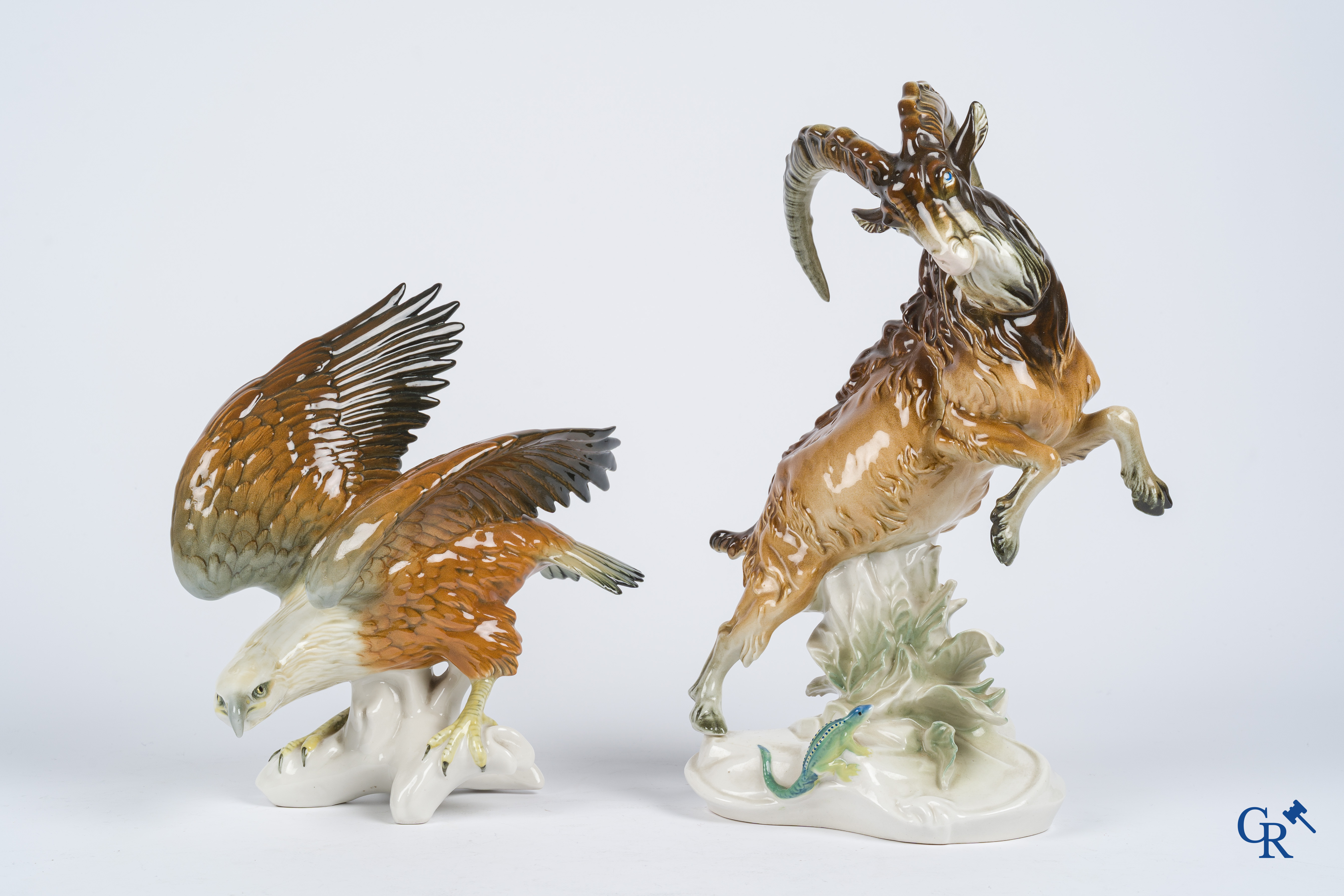 Karl Ens Volkstedt. 3 Grote groepen in fijn Duits porselein. Gemerkt.