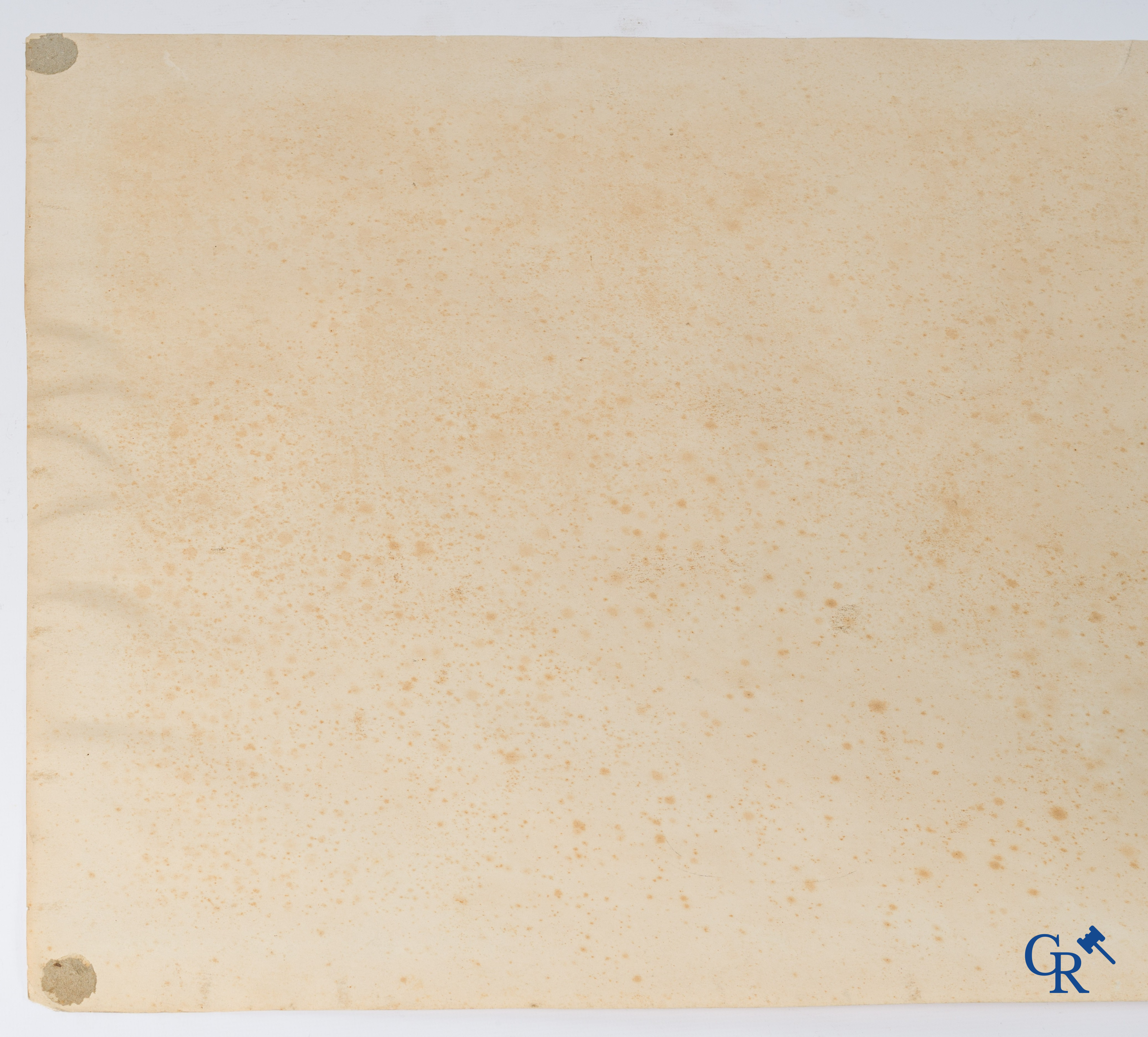 Jouve Paul (1878-1973) 2 leeuwen observeren hun prooi. Waterverf en potlood op tekenpapier. Gedateerd 1932.