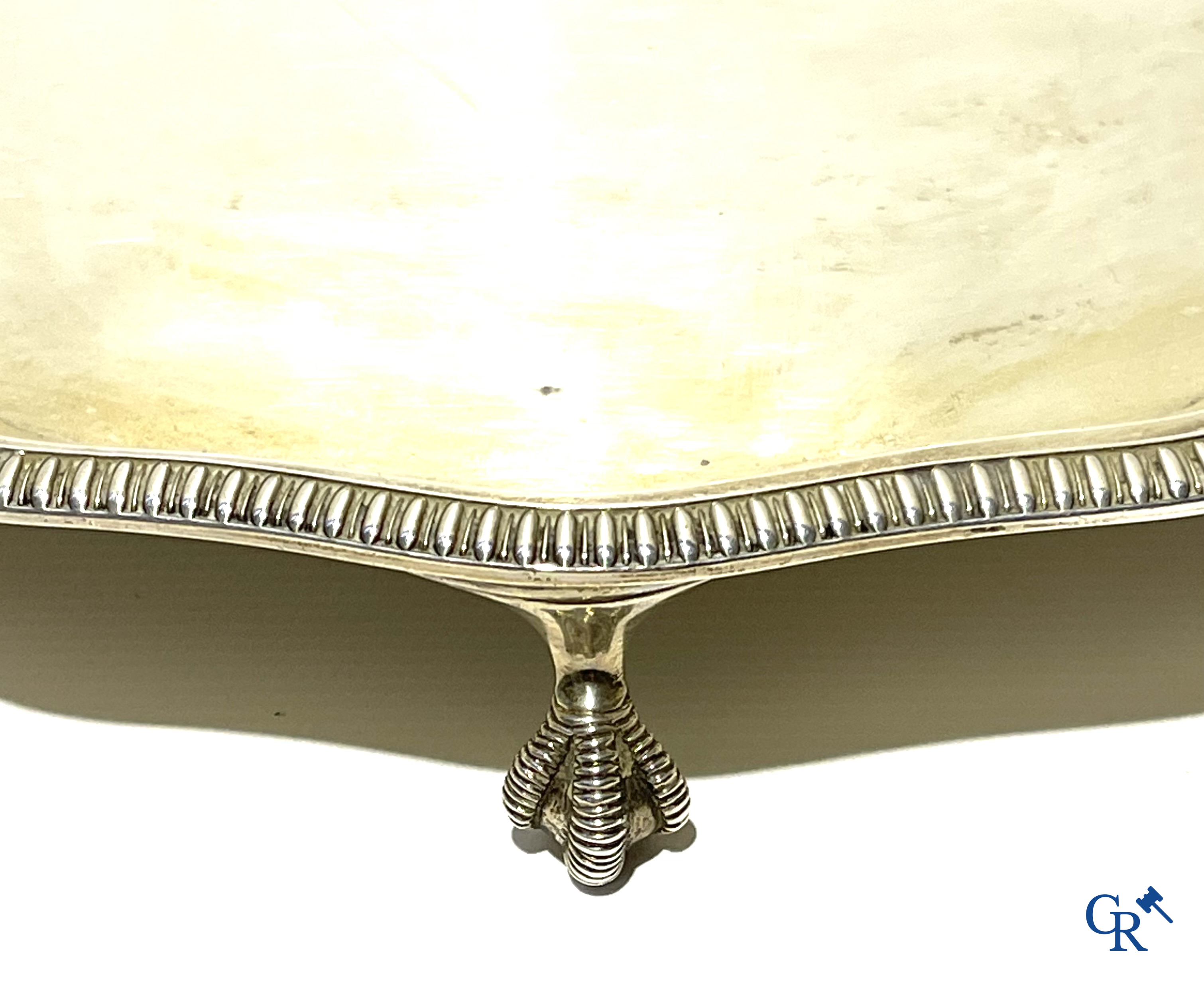 Silver. Mappin & Webb Ltd London. Round dish with lobed edge and claw legs. Multiple hall marks.