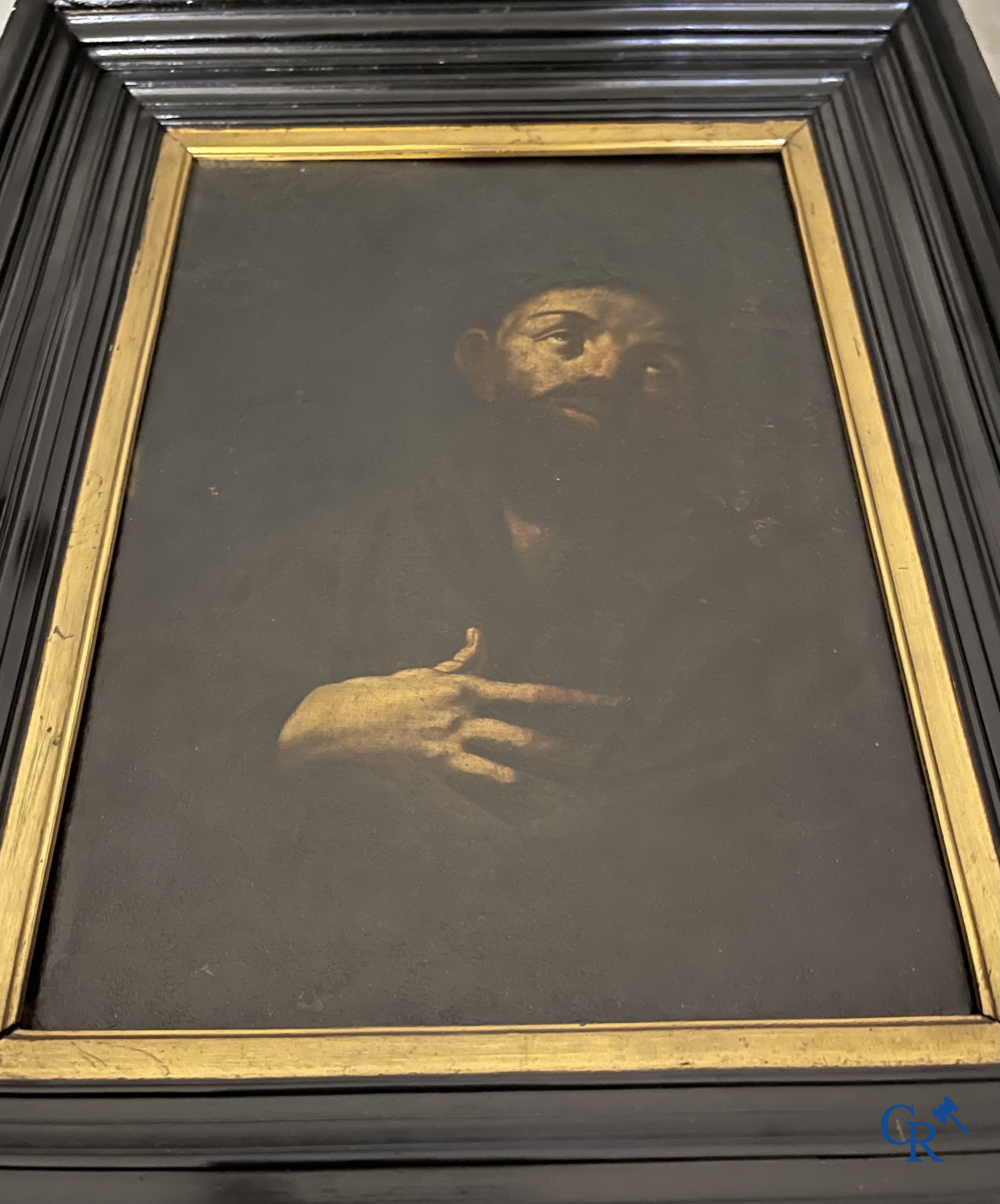 Religious Painting. Italian school, 17th century. Francis of Assisi. Oil on canvas. Old relining.