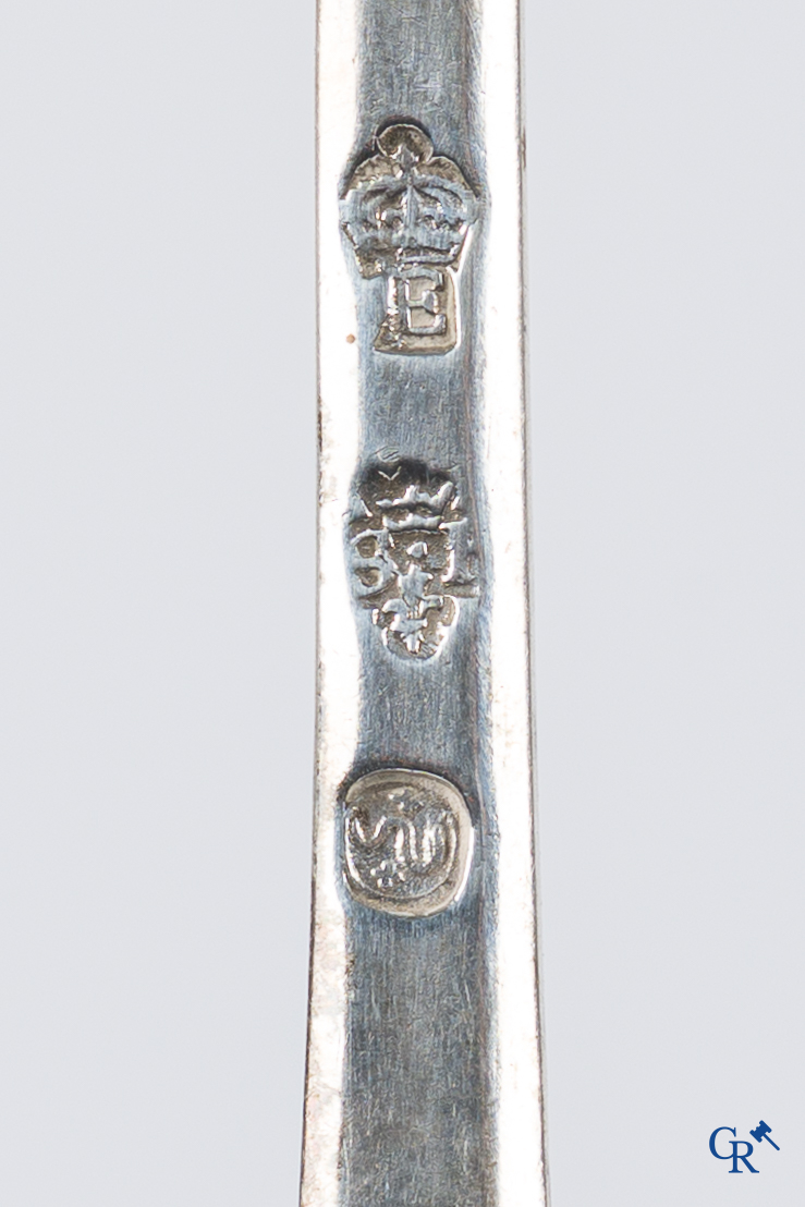 Silver. Very interesting and big lot with silver cutlery. 18th century. Different hallmarks. 20 forks and 15 spoons.