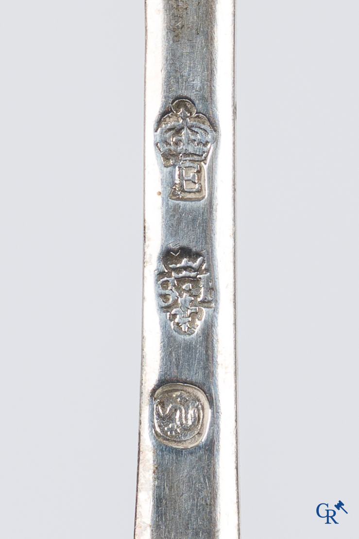 Silver. Very interesting and big lot with silver cutlery. 18th century. Different hallmarks. 20 forks and 15 spoons.