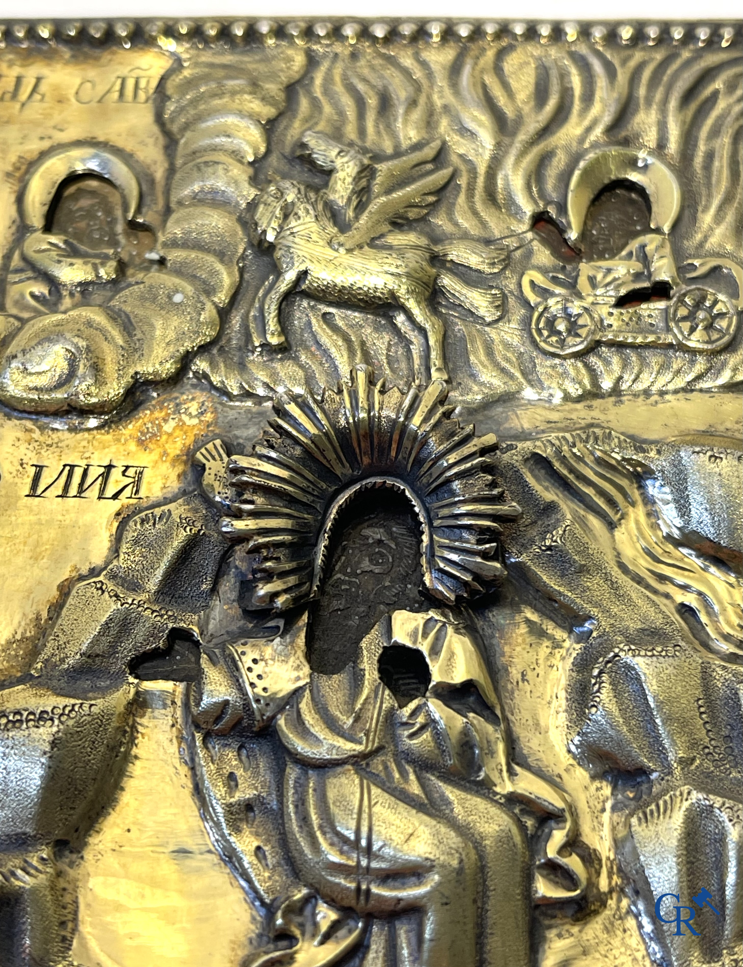 Russian work. 2 icons with silver oklad. Smallest icon dated 1823 and silver grade 875°/00, 84 zolotniks.