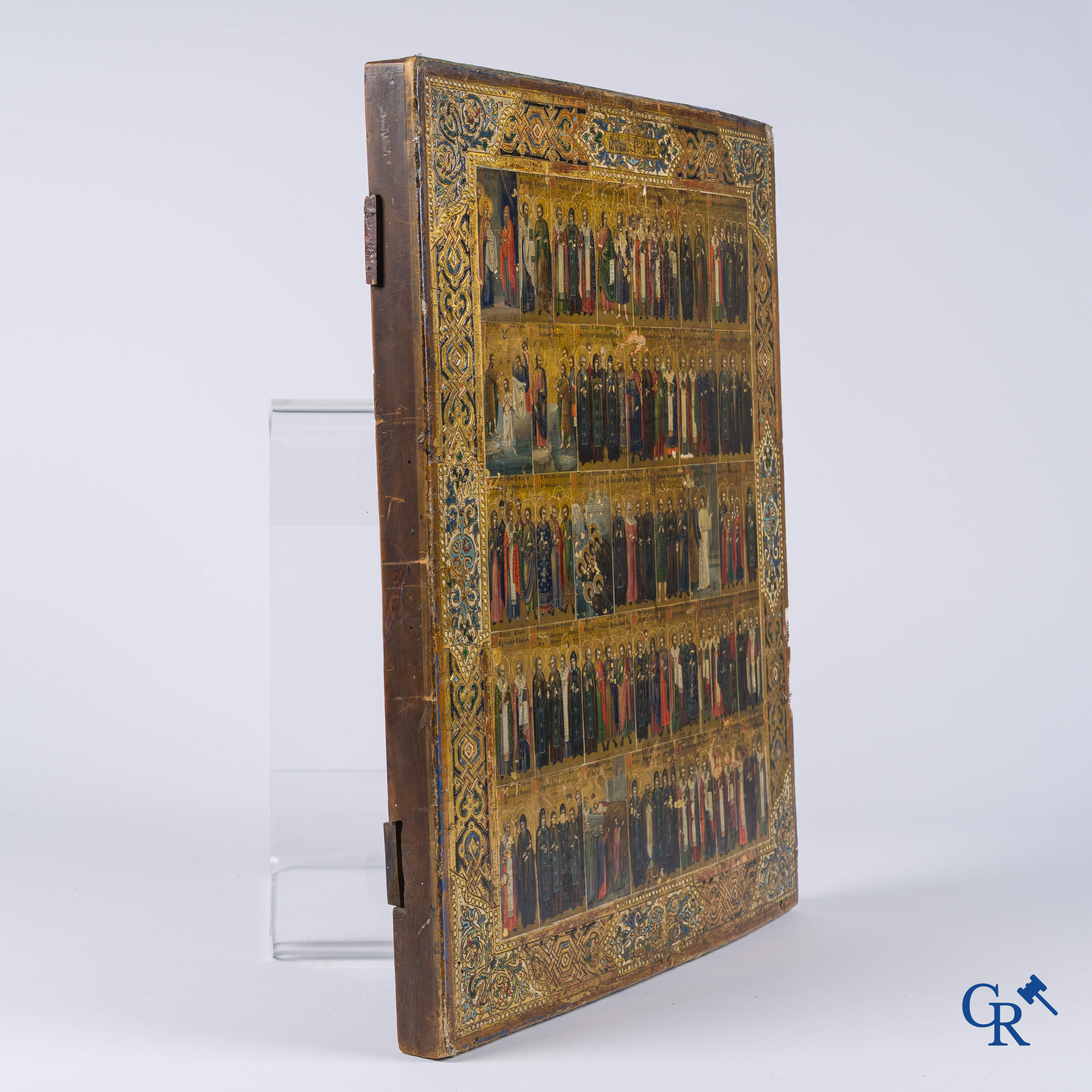 Icon, Important Russian annual calendar icon, Tempera on gilded background. 19th century.