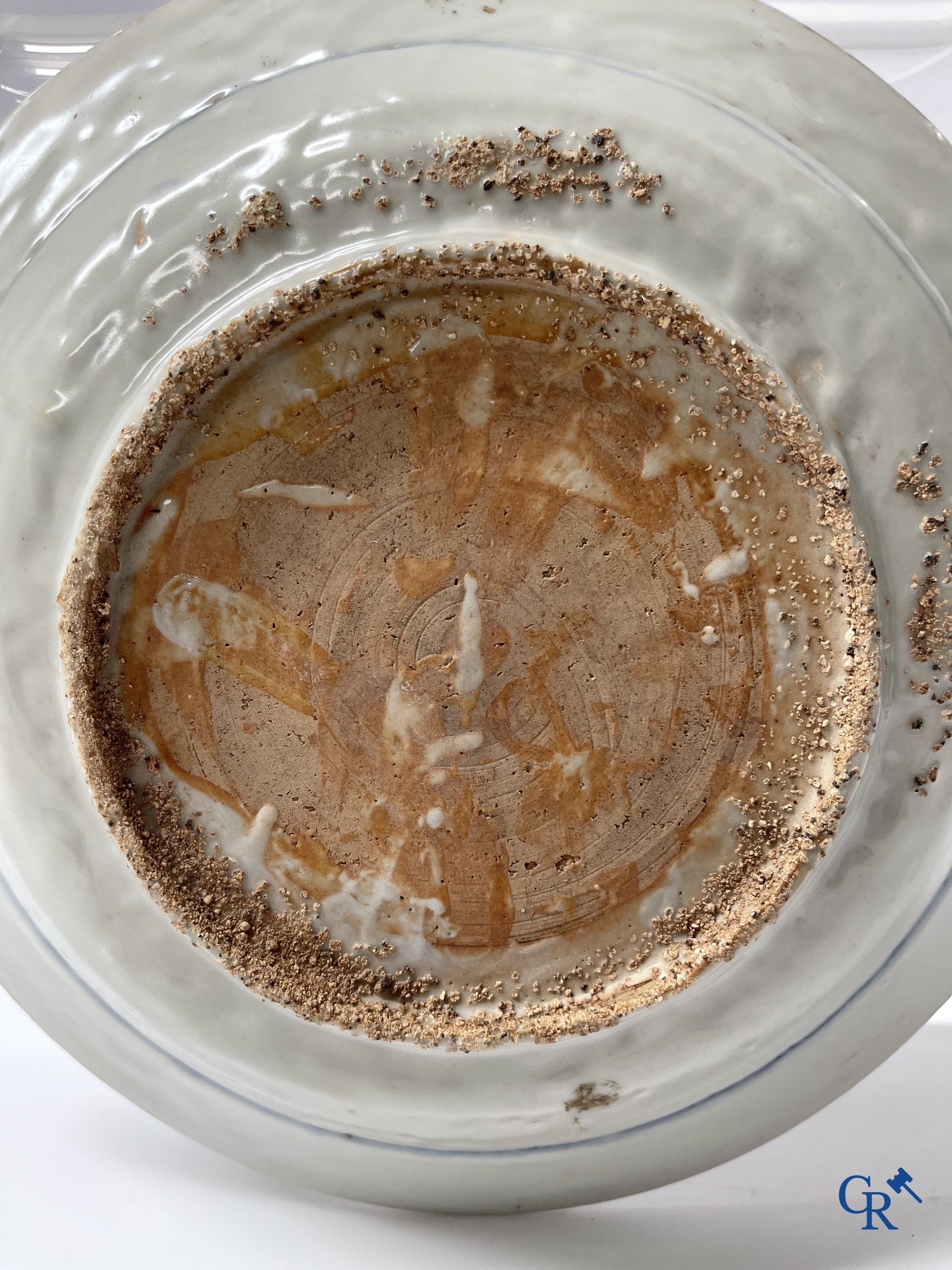 Aziatica, Een paar grote Swatow Chinese blauw-witte schotels versierd met een pauw. Ming Dynastie. Eind XVIe eeuw.