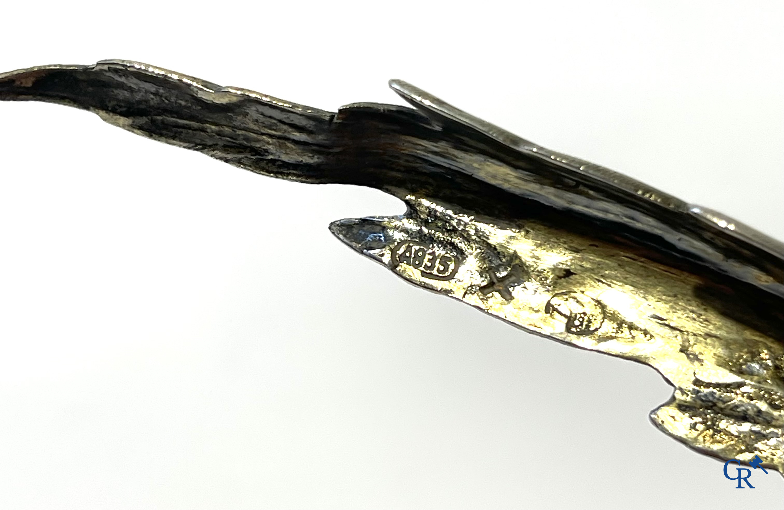 Silver. Pair of pheasants in silver 835°/00.