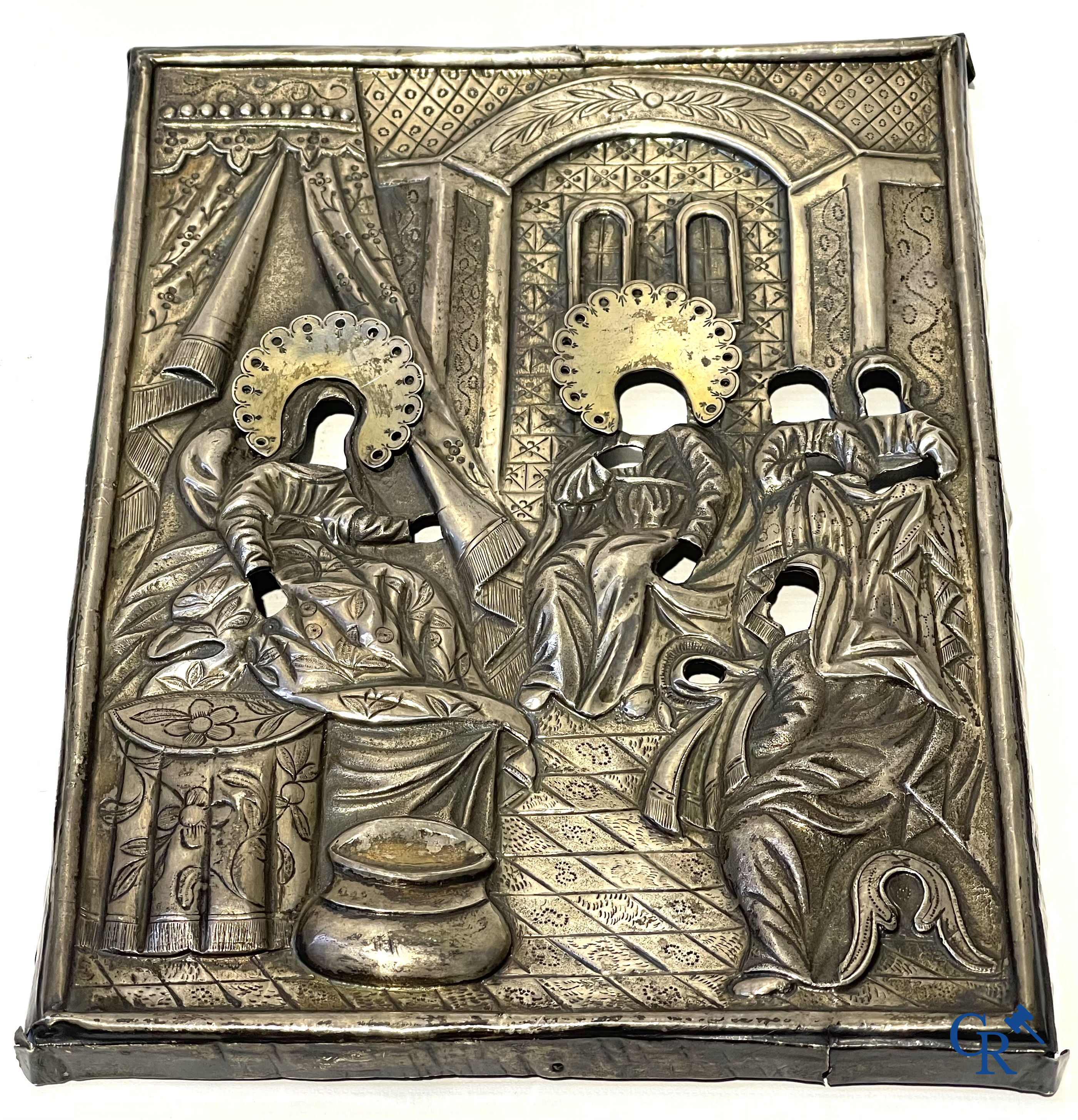 Russian work. 2 icons with silver oklad. Smallest icon dated 1823 and silver grade 875°/00, 84 zolotniks.