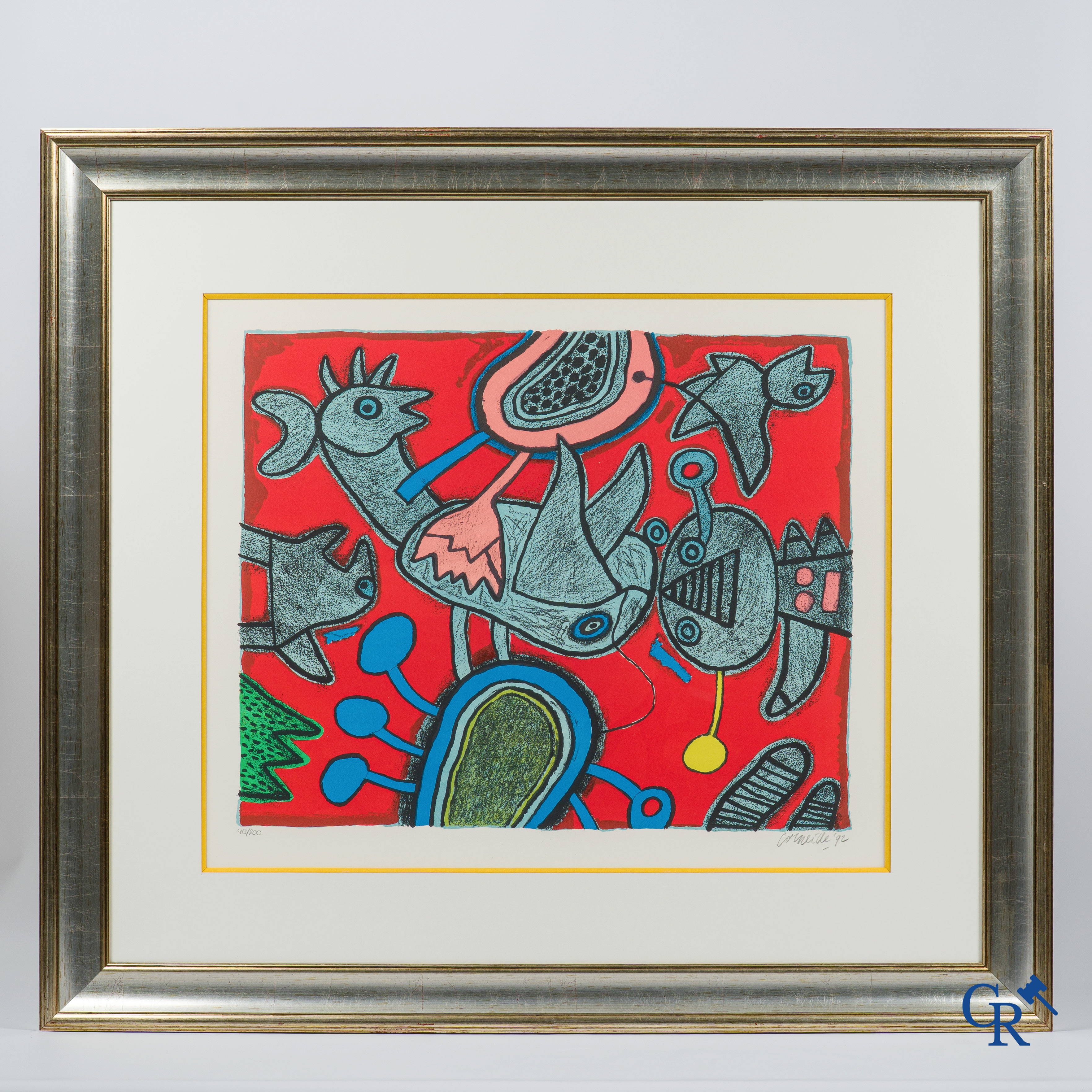 Corneille (1922-2010), L'Ange descendu des Astres. Kleurenlithografie, 1992. Genummerd 48/200.