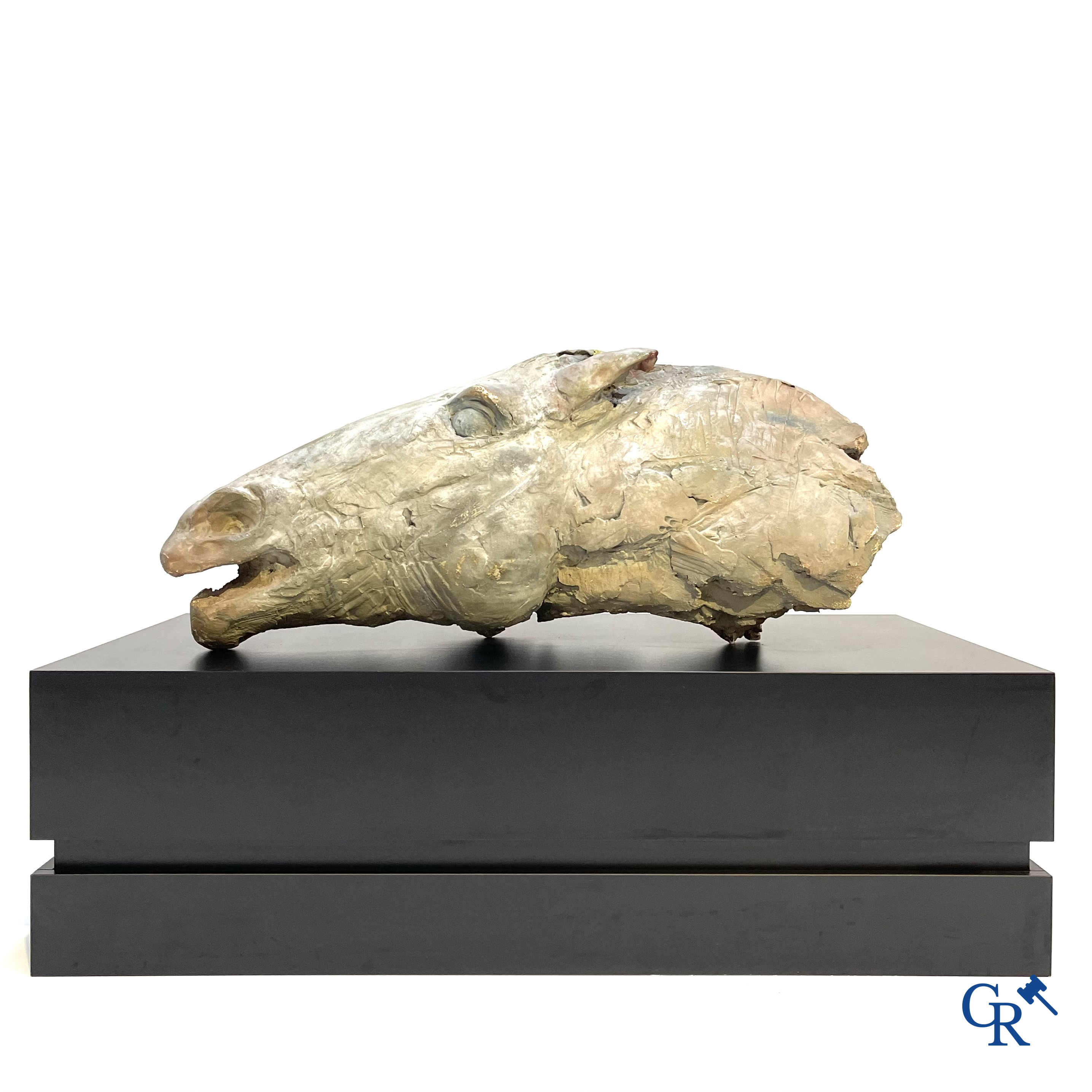 A large esquisse in plaster of a horse's head. Not signed.