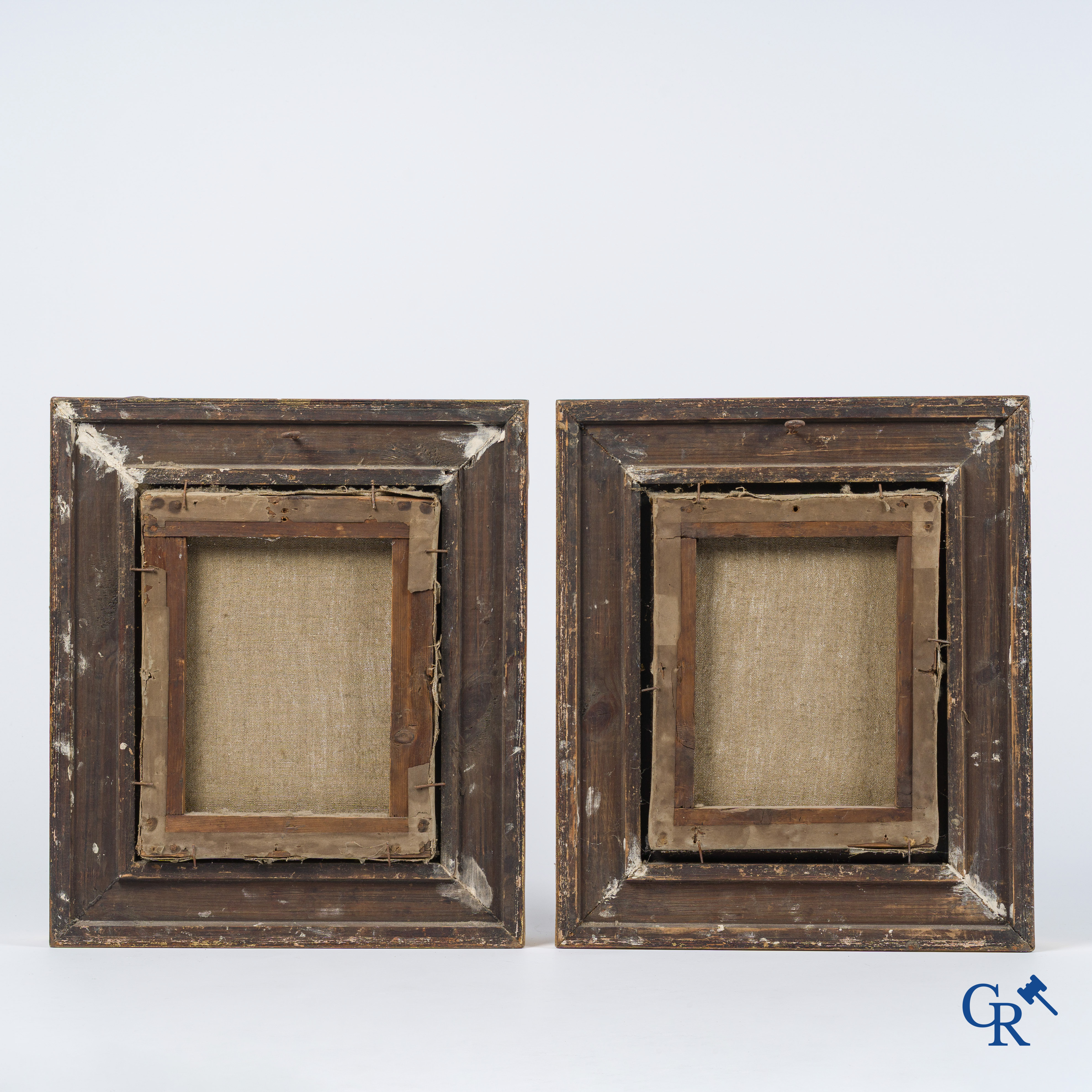 Ernest Chateignon (1863-1910) "Le Lever" en "Le Coucher" Pendant, olie op doek. 1 werk gesigneerd en gedateerd 1888.