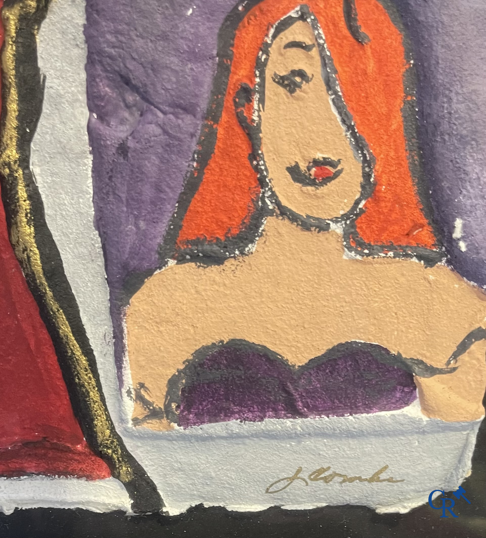 Mixed Media, "Cowabunga Toon" Onleesbaar gesigneerd.