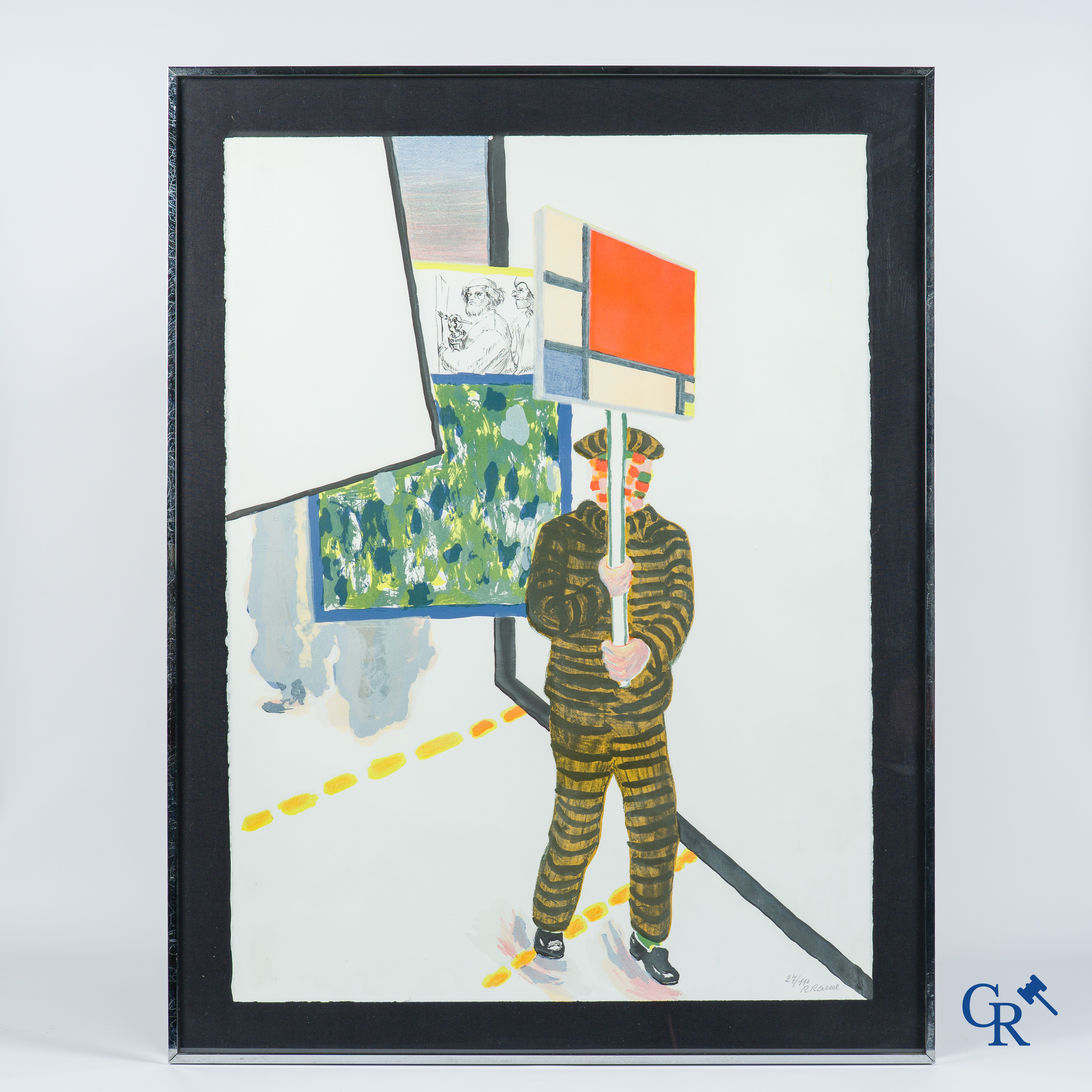 Roger Raveel. Colour lithography, The 1978 painting parade at Machelen aan-de-Leie. 1979, 27/110.