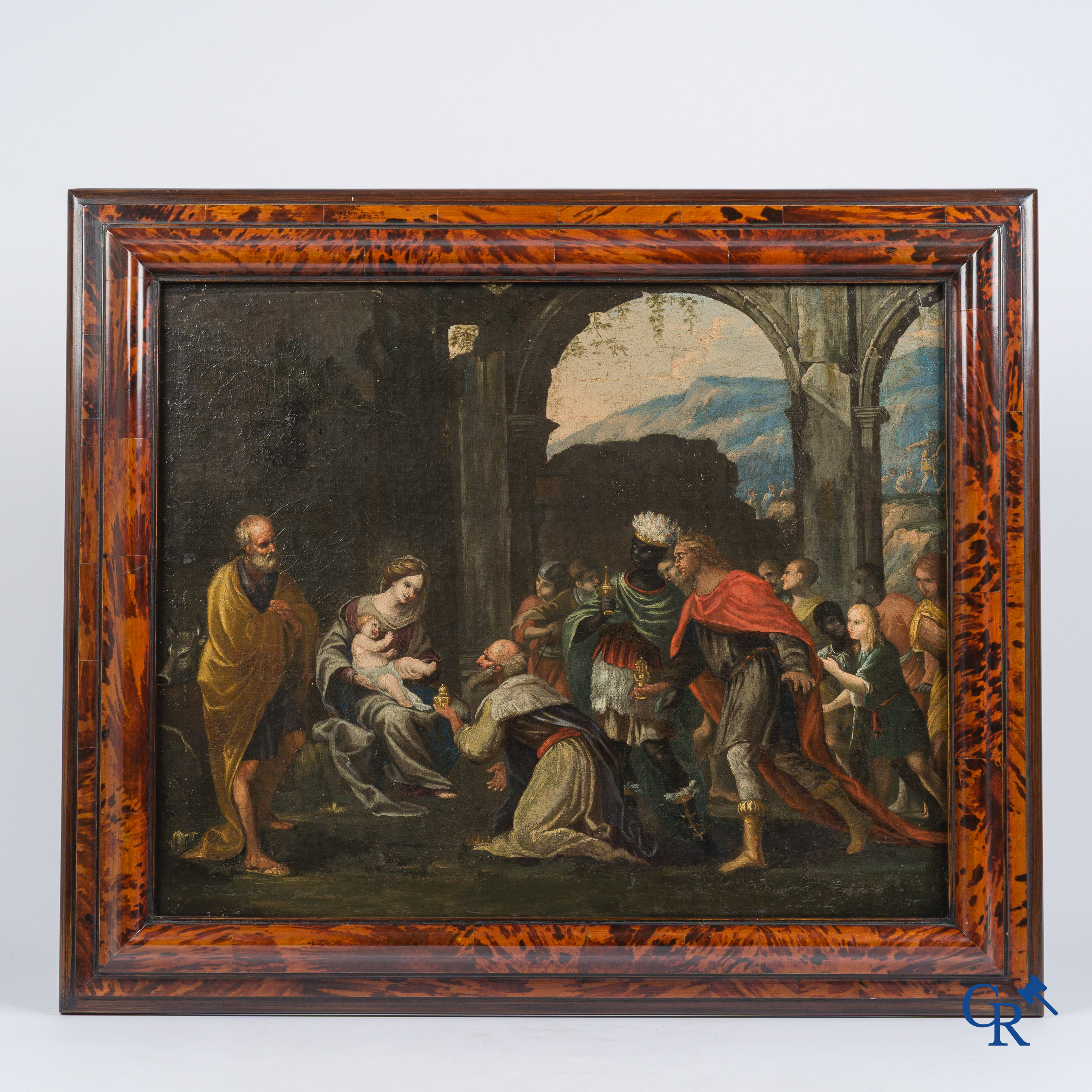 Cornelis II Schut (attributed to) The Adoration of the Magi. With lacquer seal and old label. 17th century.