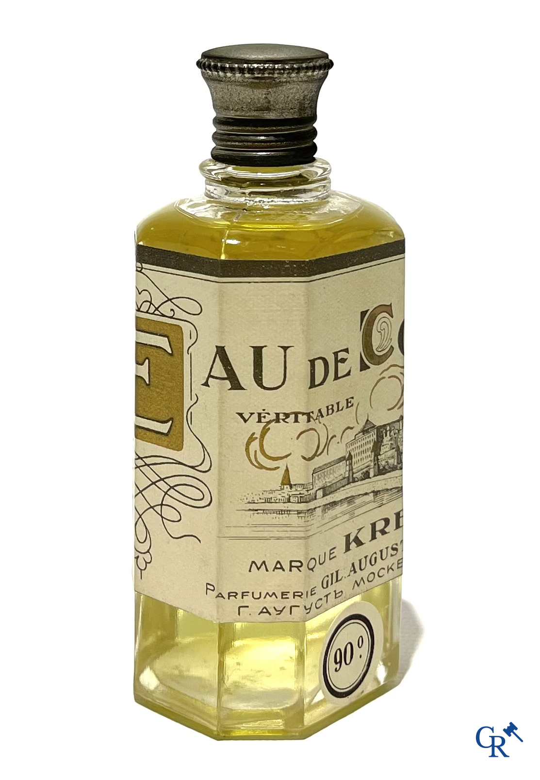 Art Deco, 4 zeldzame Eau de Cologne flessen voor Gilles August & Cie waaronder marque Kremlin. Jaren '40.