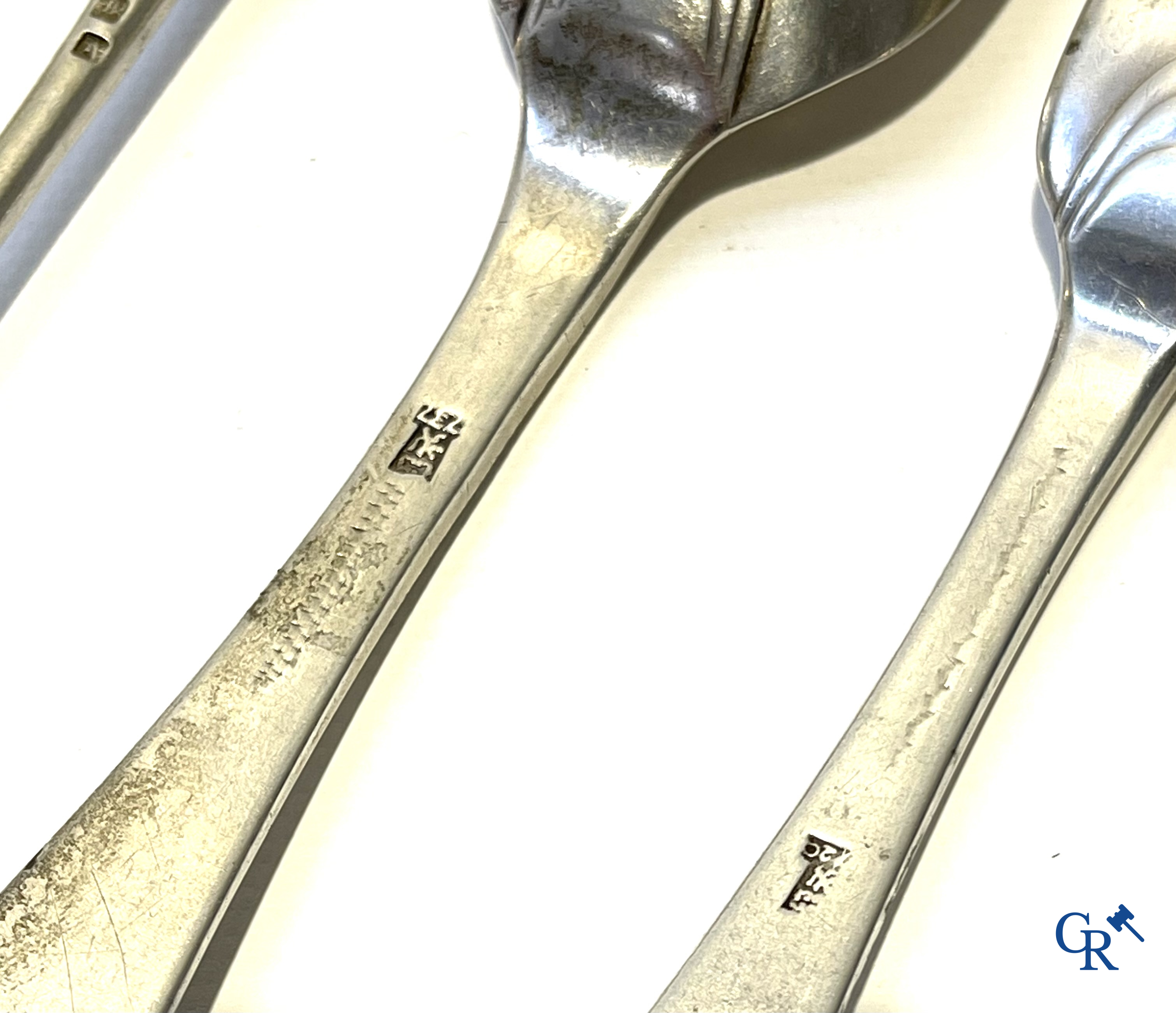 Silver. Lot consisting of 7 pieces of silver cutlery. 18th and 19th century, including Namur. Different hallmarks.