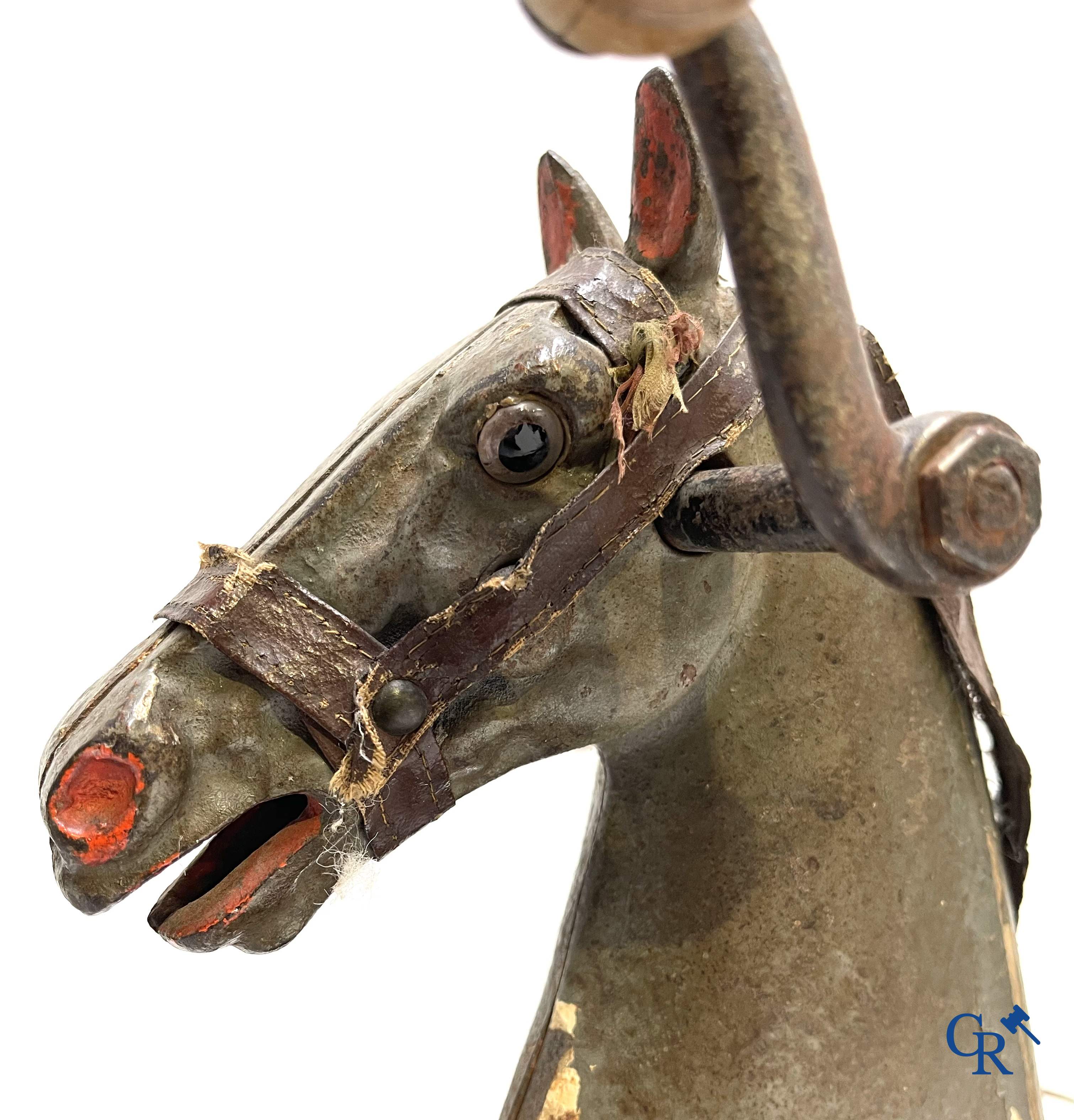 Oud speelgoed. Napoleon III fietspaard of driewieler in hout en metaal. Circa 1880.