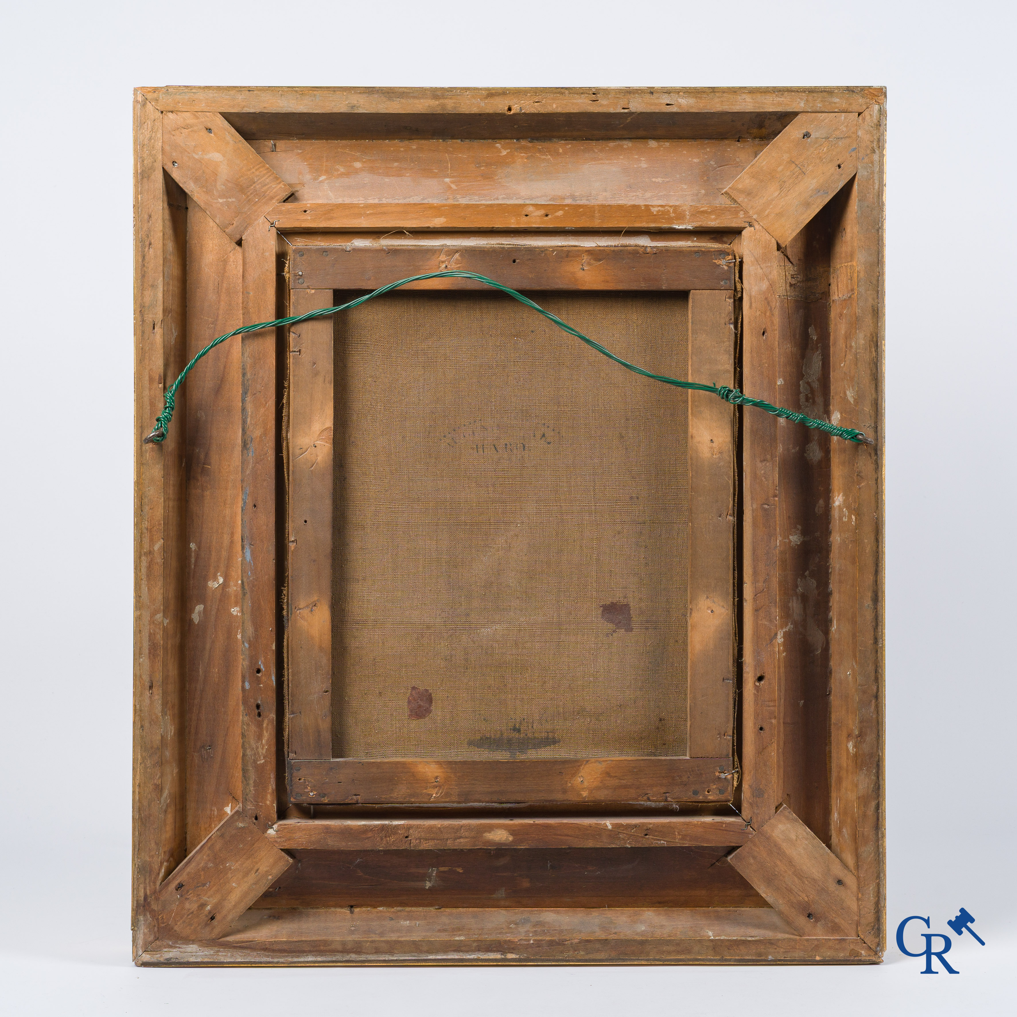 Jean-Baptiste Greuze (1725-1805) (naar) Schilderij, romantisch portret. Mooie vergulde lijst. Olie op doek.