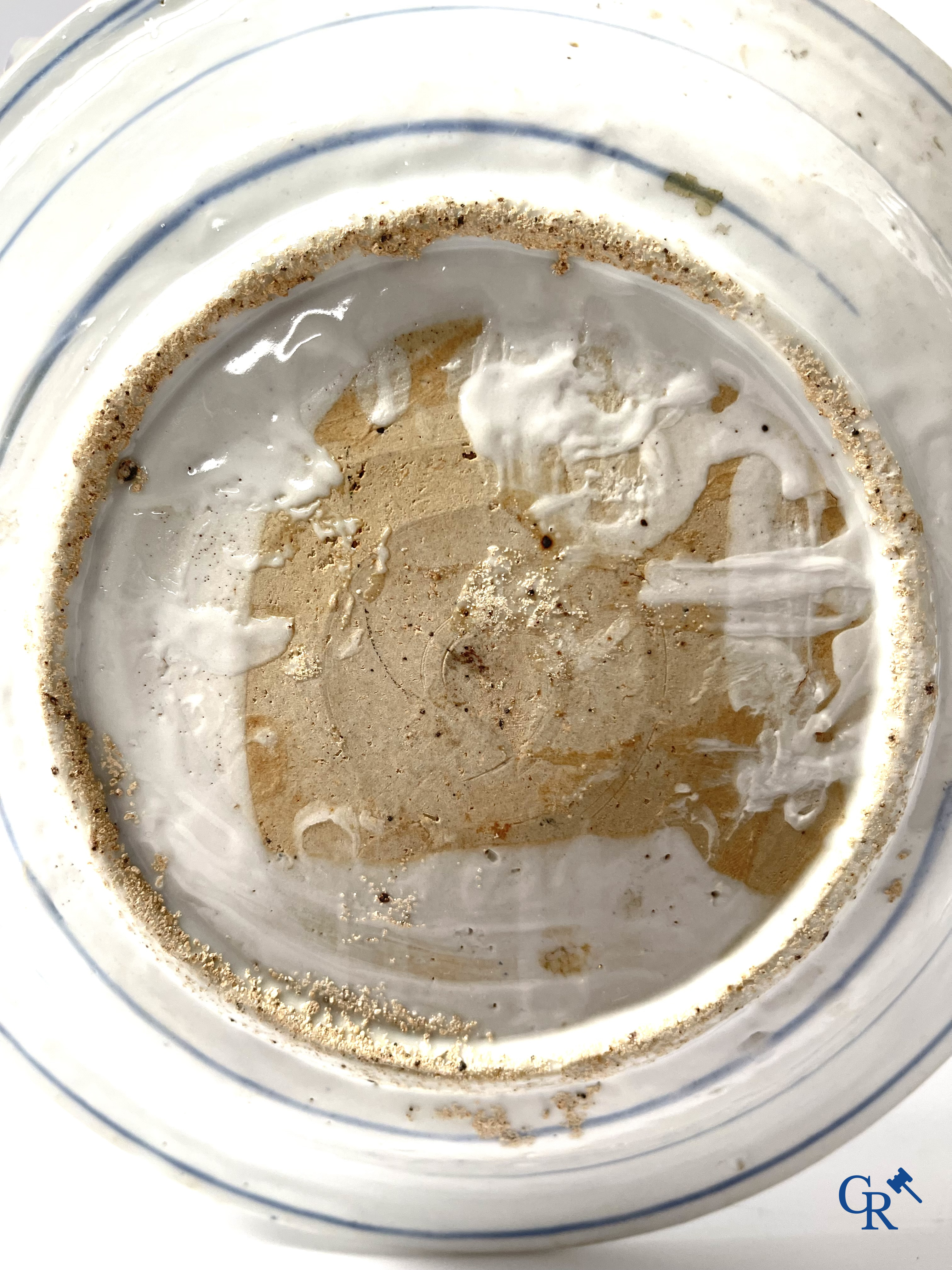 Aziatica, Een paar grote Swatow Chinese blauw-witte schotels versierd met een pauw. Ming Dynastie. Eind XVIe eeuw.