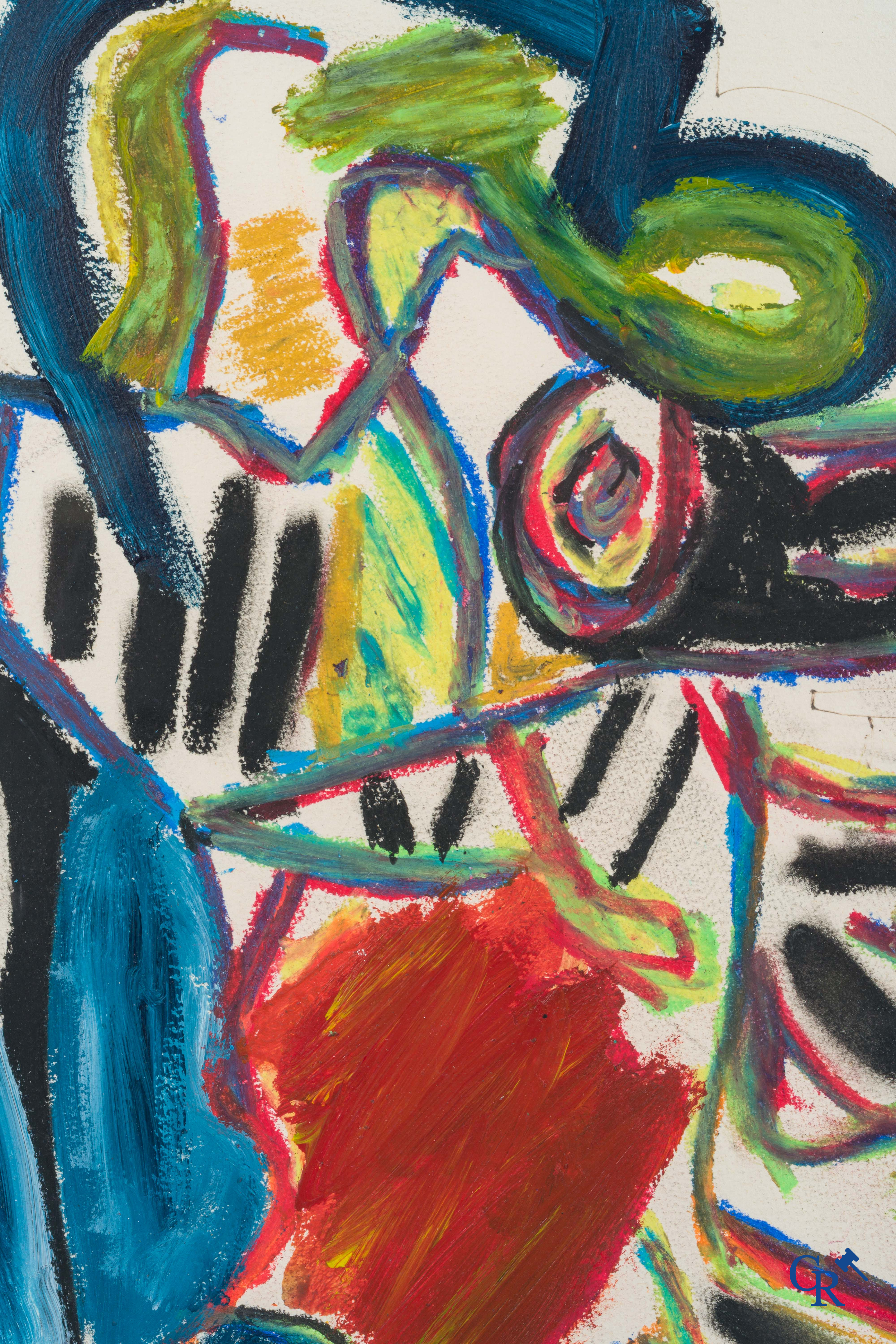 Karel Appel. (1921-2006) (*) Untitled. Oil and ink on paper. Signed and dated Appel '87.