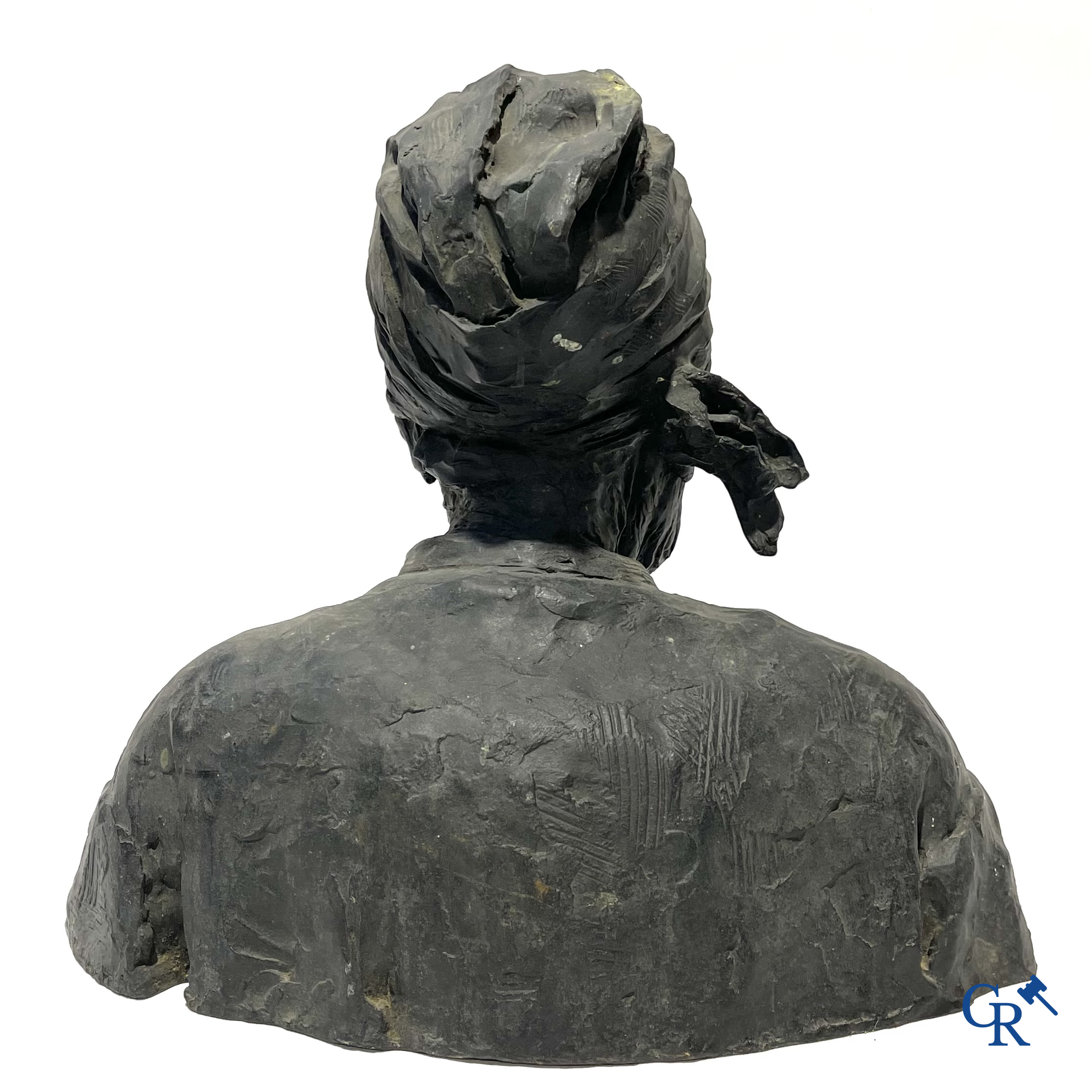 Bronze bust of an elderly lady, circa 1900.