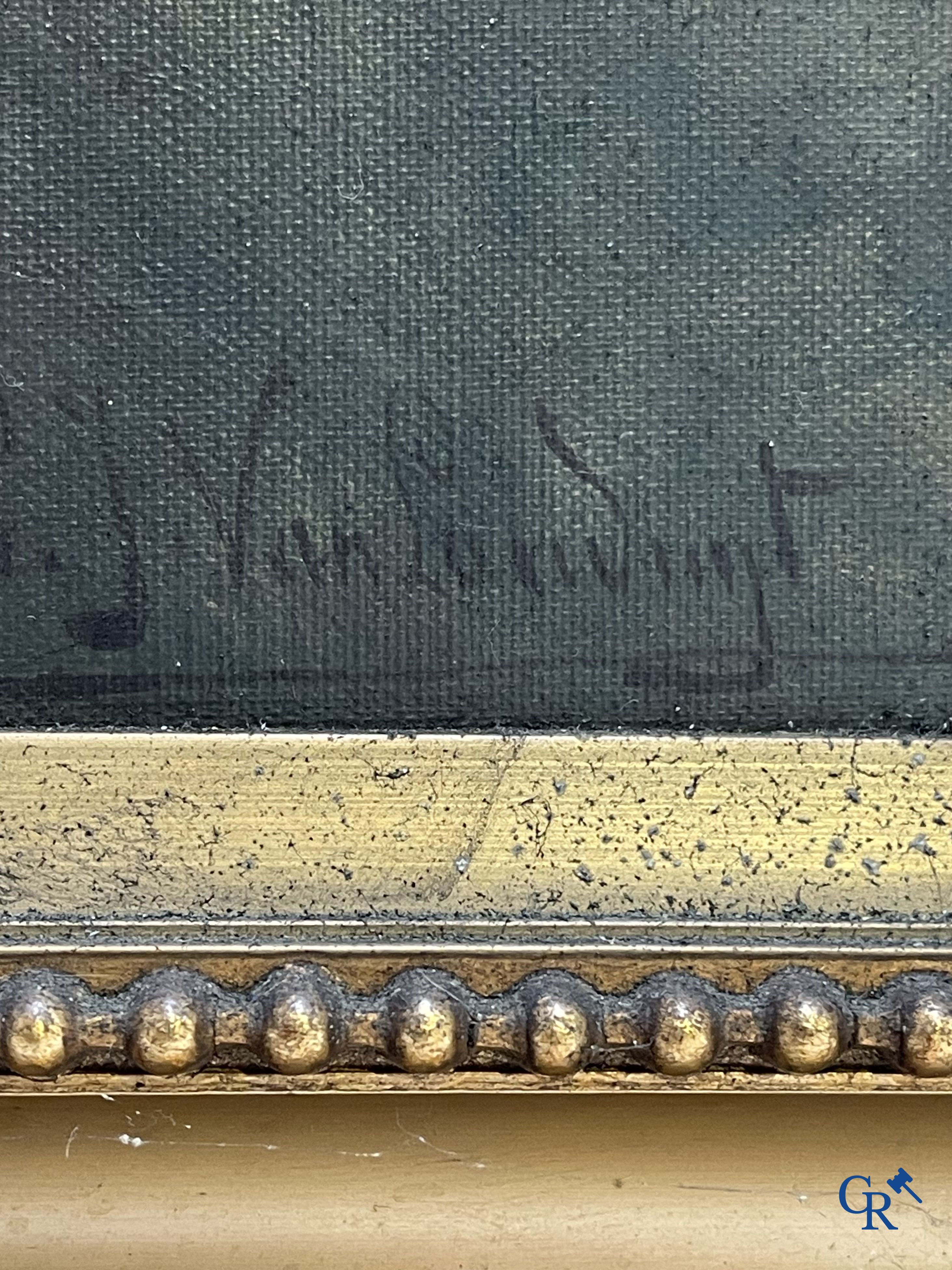 Charles Joseph Van Landuyt (1854-1934) Portret schilderij van een jongen. Vergulde kader. Olie op doek.