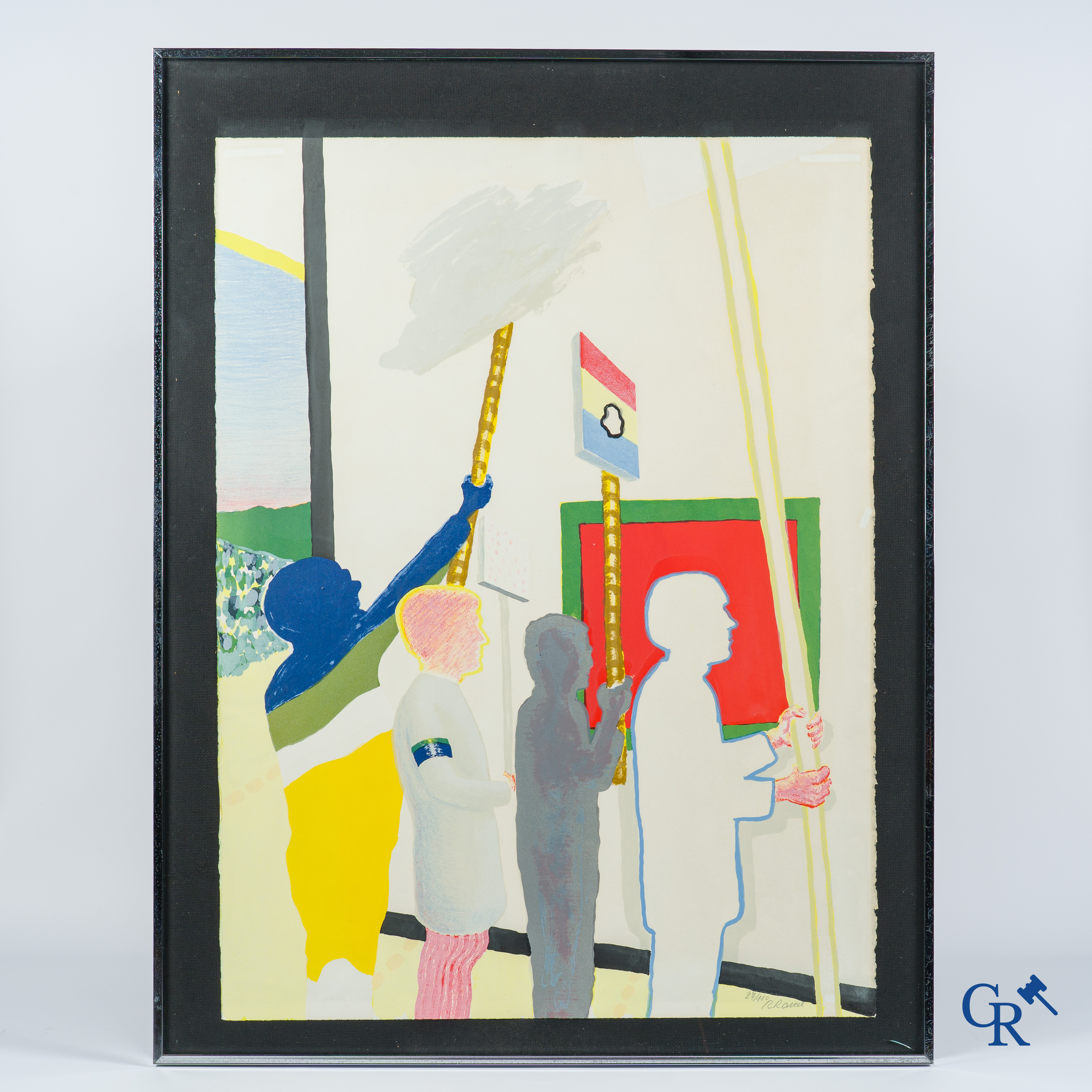 Roger Raveel. Colour lithography, The 1978 painting parade at Machelen aan-de-Leie. 1979, 27/110.