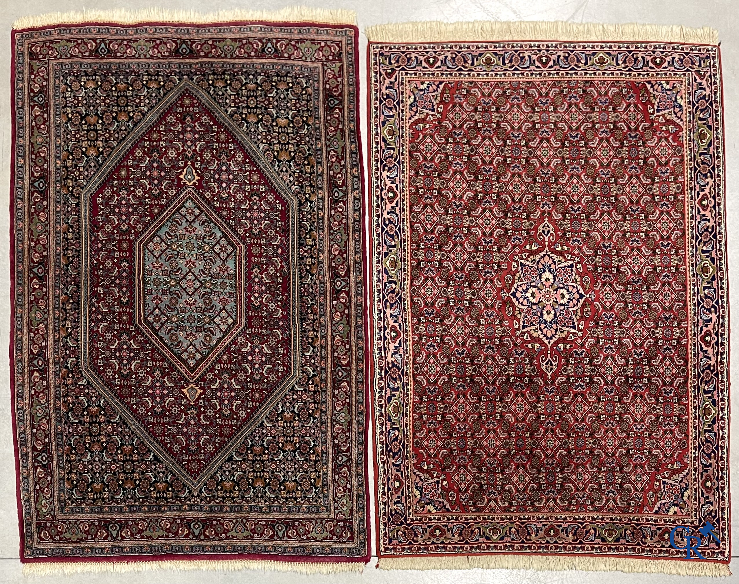 Oosterse tapijten. 2 handgeknoopte tapijten in wol.