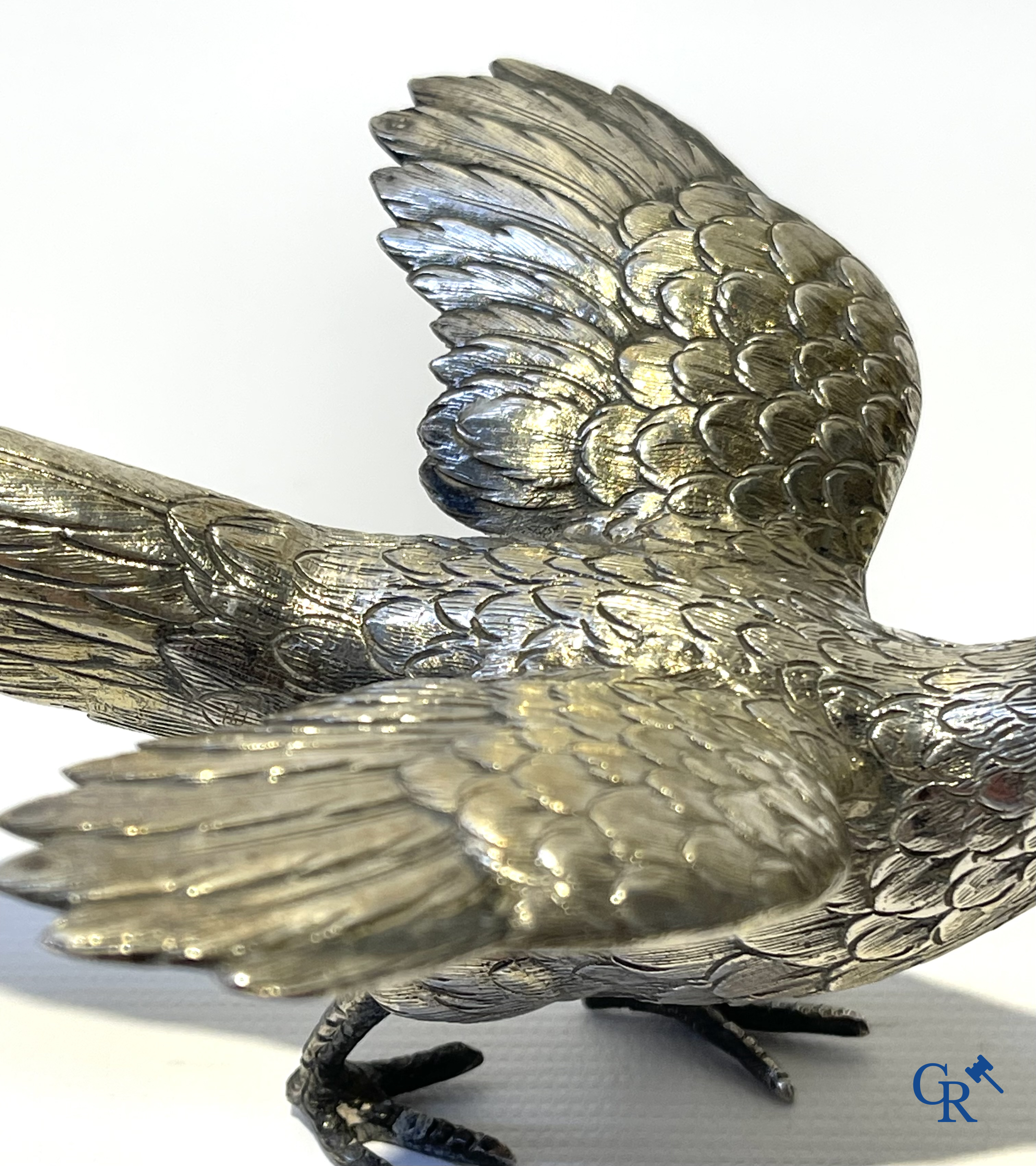 Silver. Pair of pheasants in silver 835°/00.