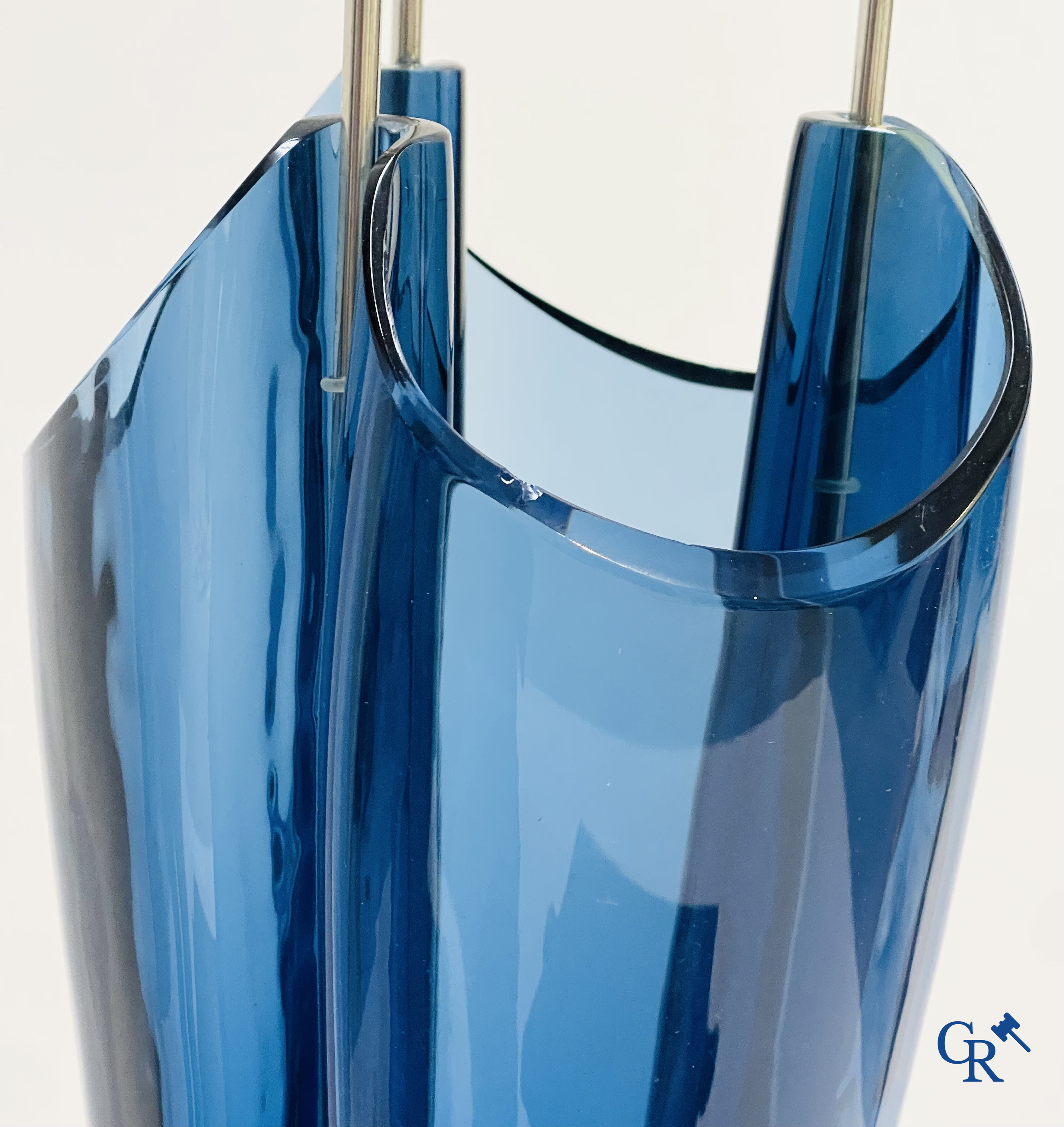 David Palterer (1949) Zanotta Editione. "Zande" vase in Murano glass and metal. Signed.