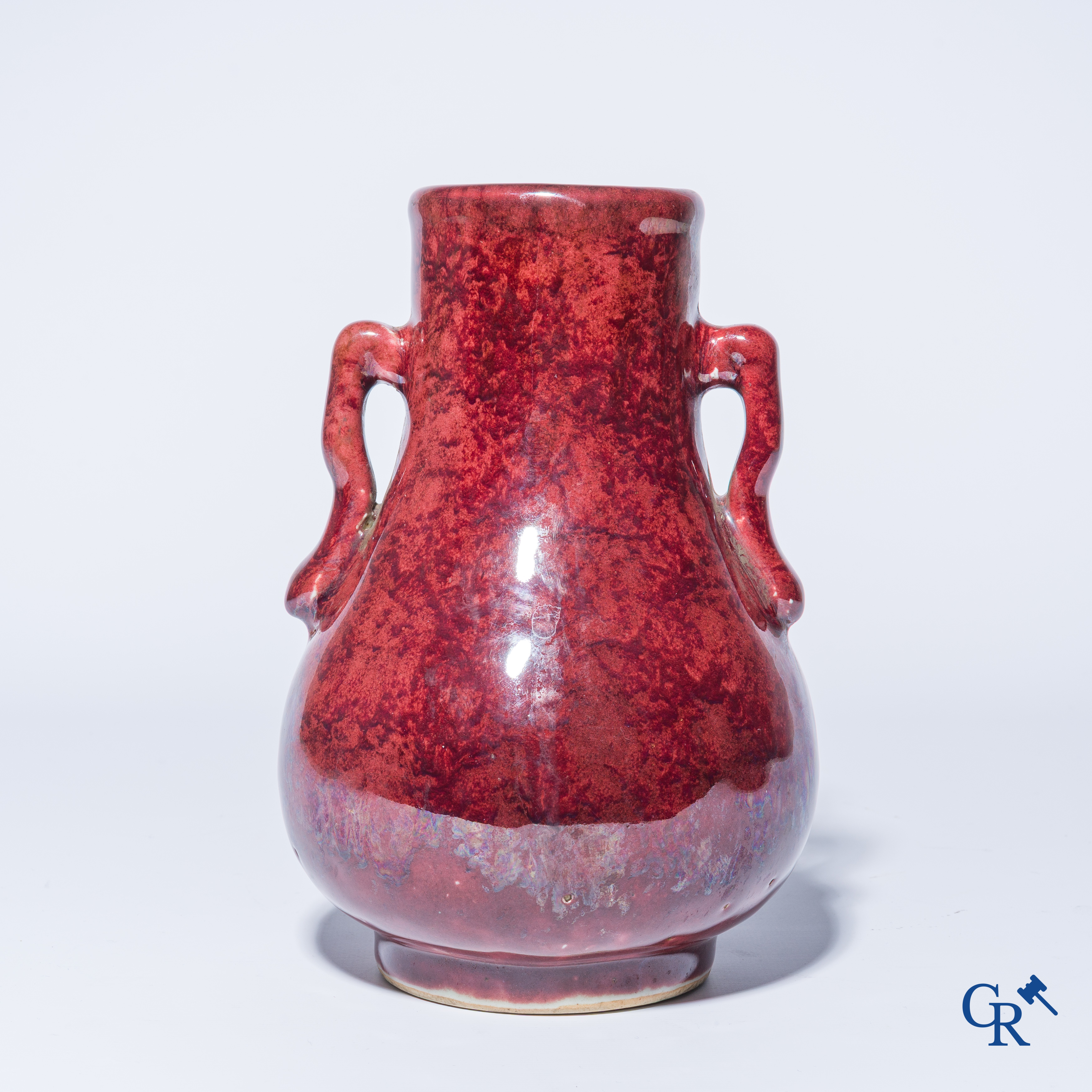 Aziatica. Een Chinese porseleinen Sang de boeuf vaas. 19e eeuw.