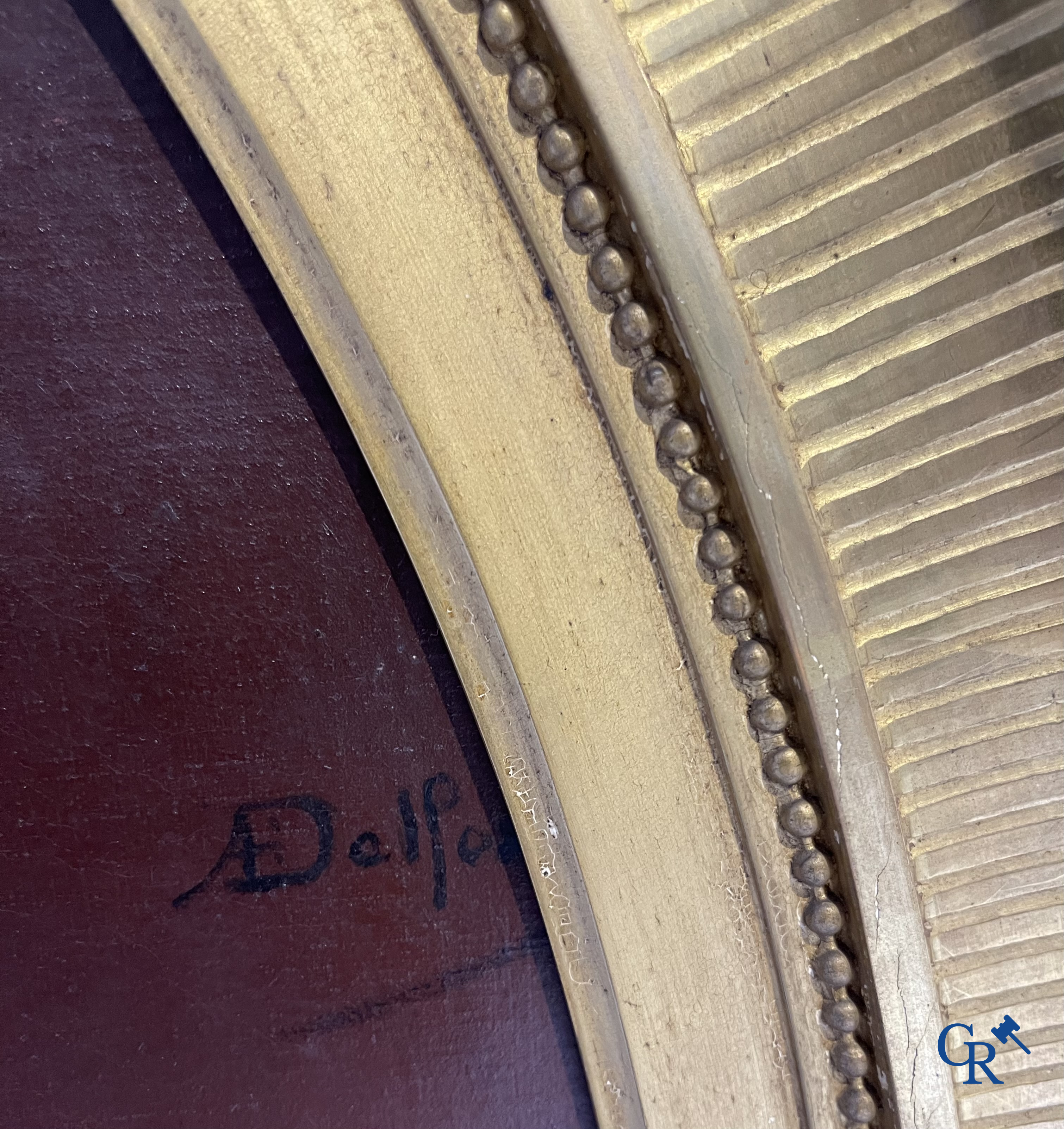 Delfosse Auguste (1832-1899) Paar portretschilderijen met imposante vergulde kaders. Olie op doek. Gesigneerd.