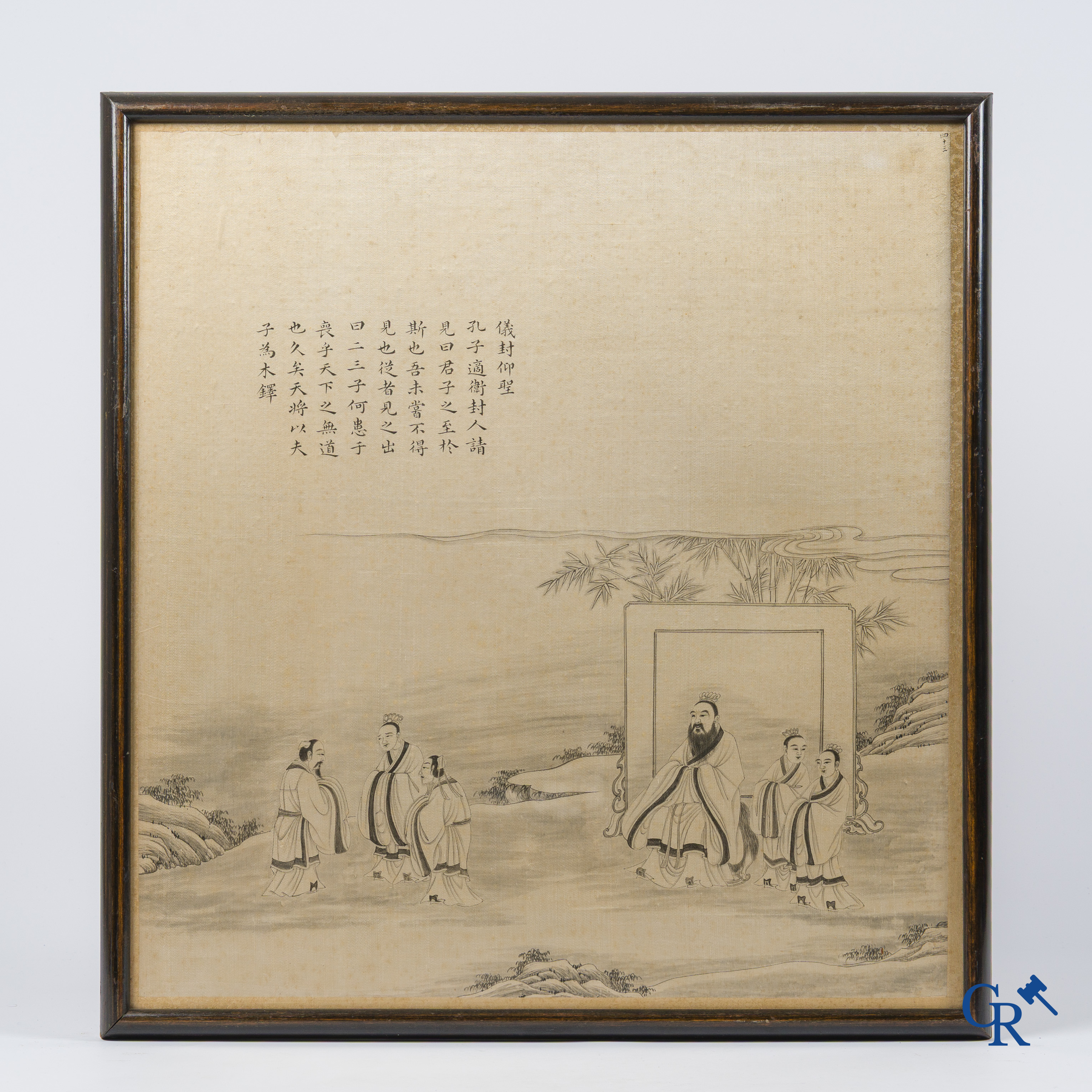 Aziatica, China. Reeks van 3 pentekeningen op zijde.