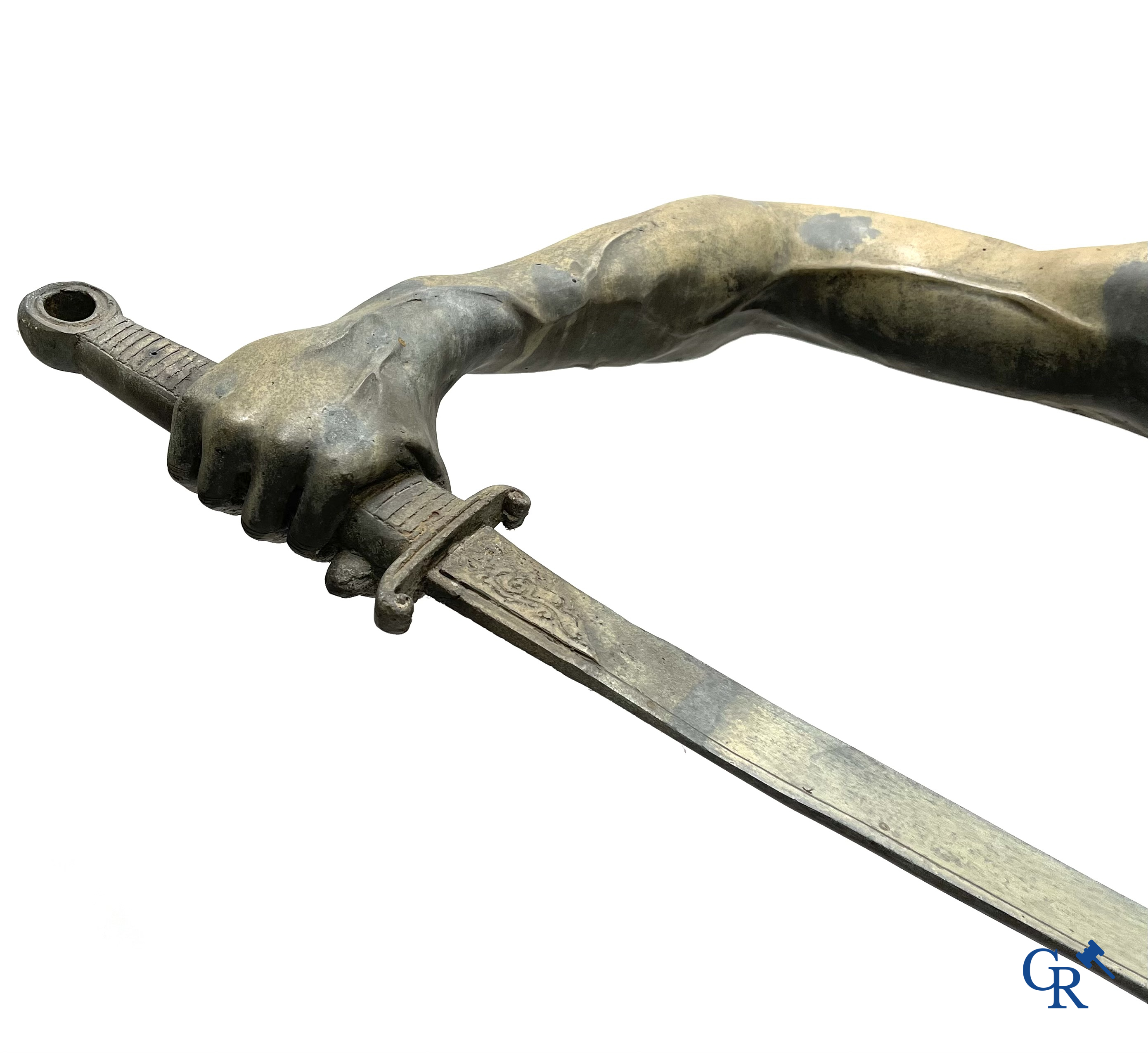 Antonin Mercié (after) Life-size bronze statue. David and Goliath. Signed A. Mercie. 20th century.