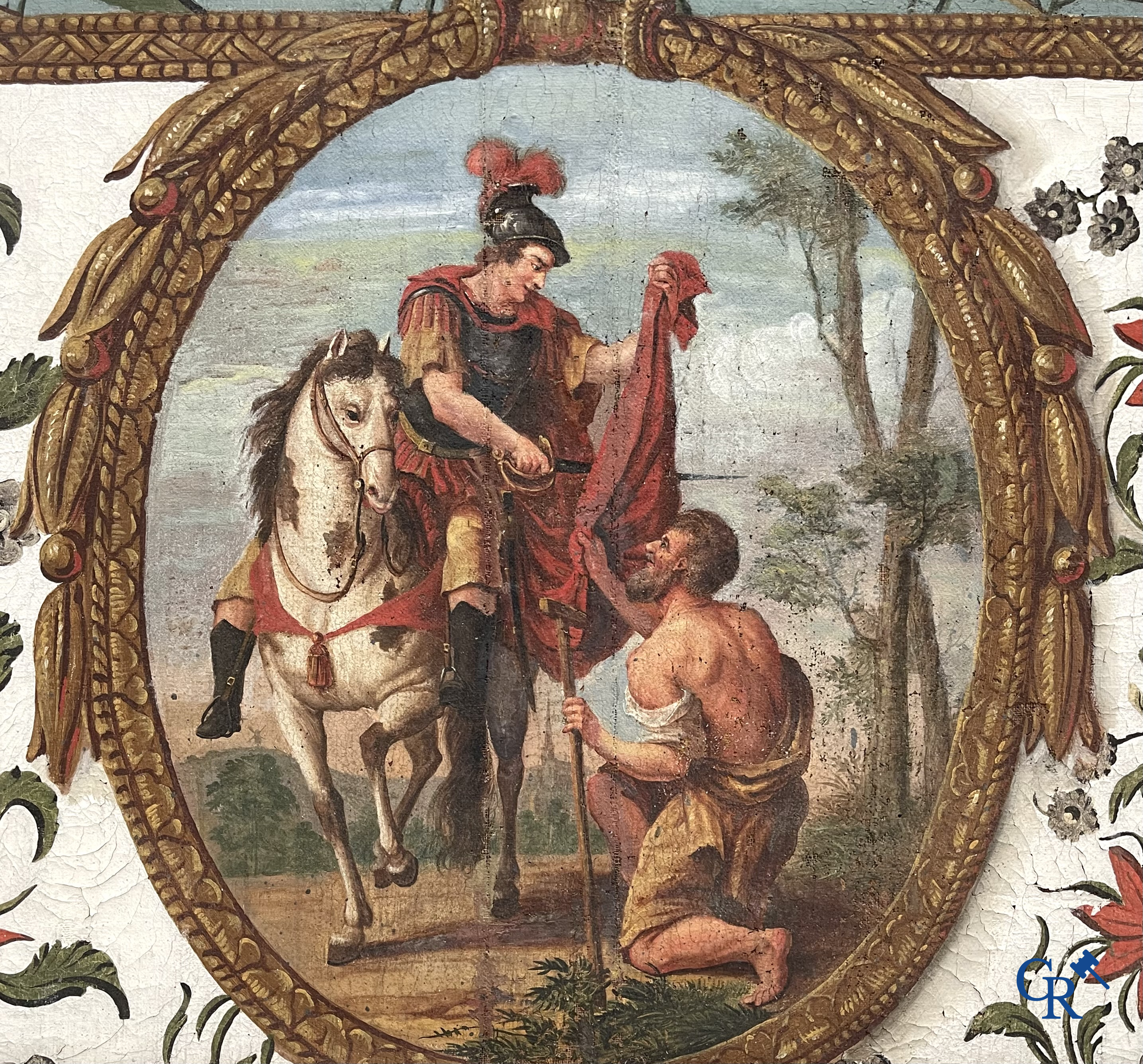 De Heilige Sint Maarten van Tours. Imposant schilderij, olie op doek. Eind 18e eeuw.