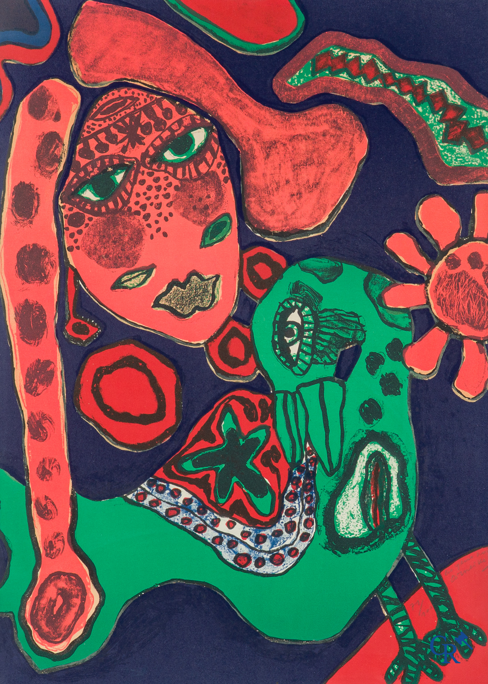 Corneille (1922-2010) 2 x Kleurenlithografie. Vertige de l'oeil, E/A Corneille '80 en Les yeux noirs '73.