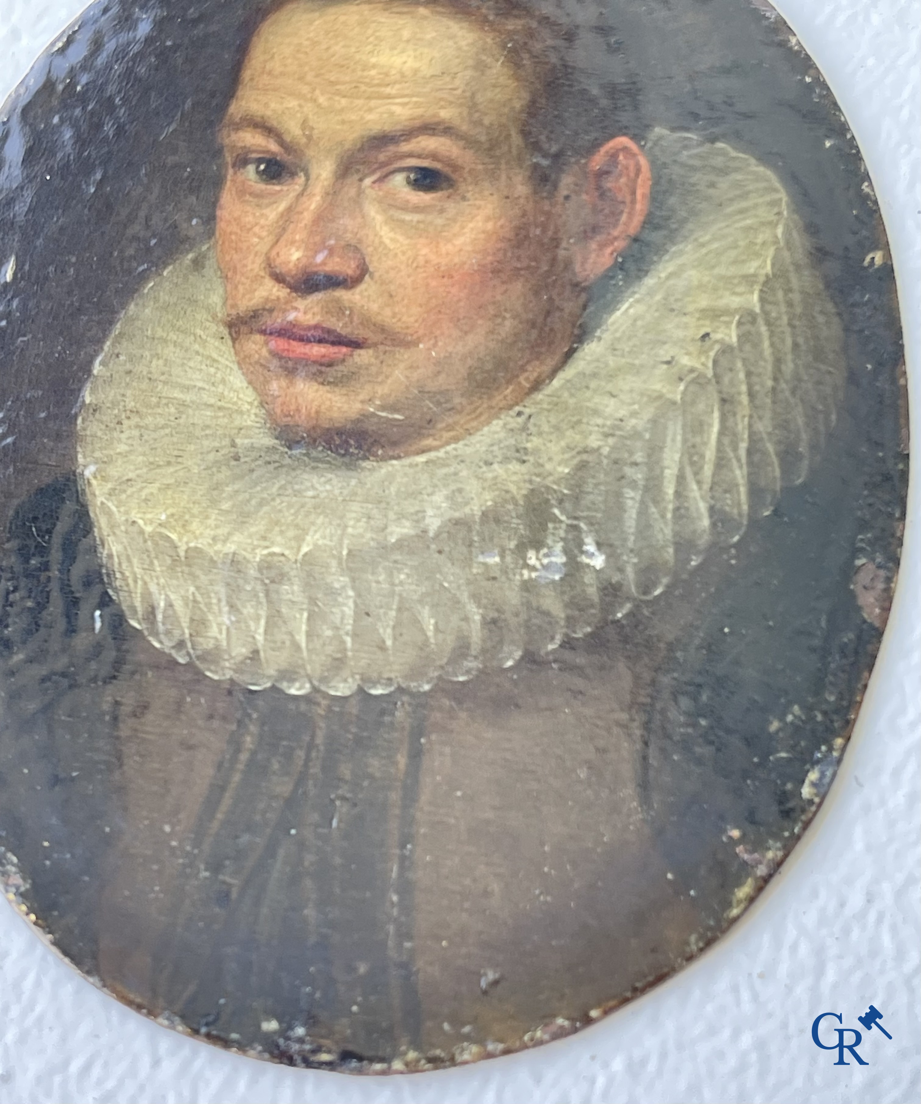 Miniature portrait of a nobleman. Oil on copper. 17th century.