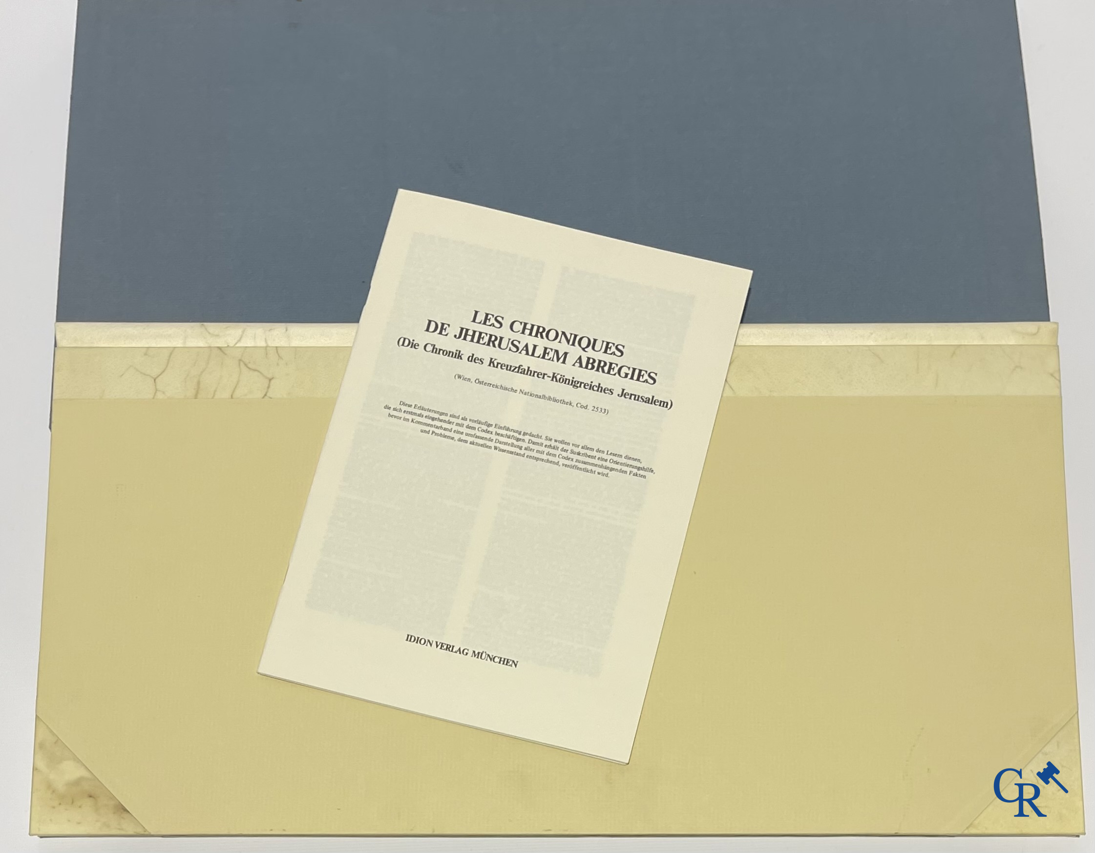 Groot lot kunstboeken, het Bénézit-woordenboek en een decoratieve moderne wereldbol.