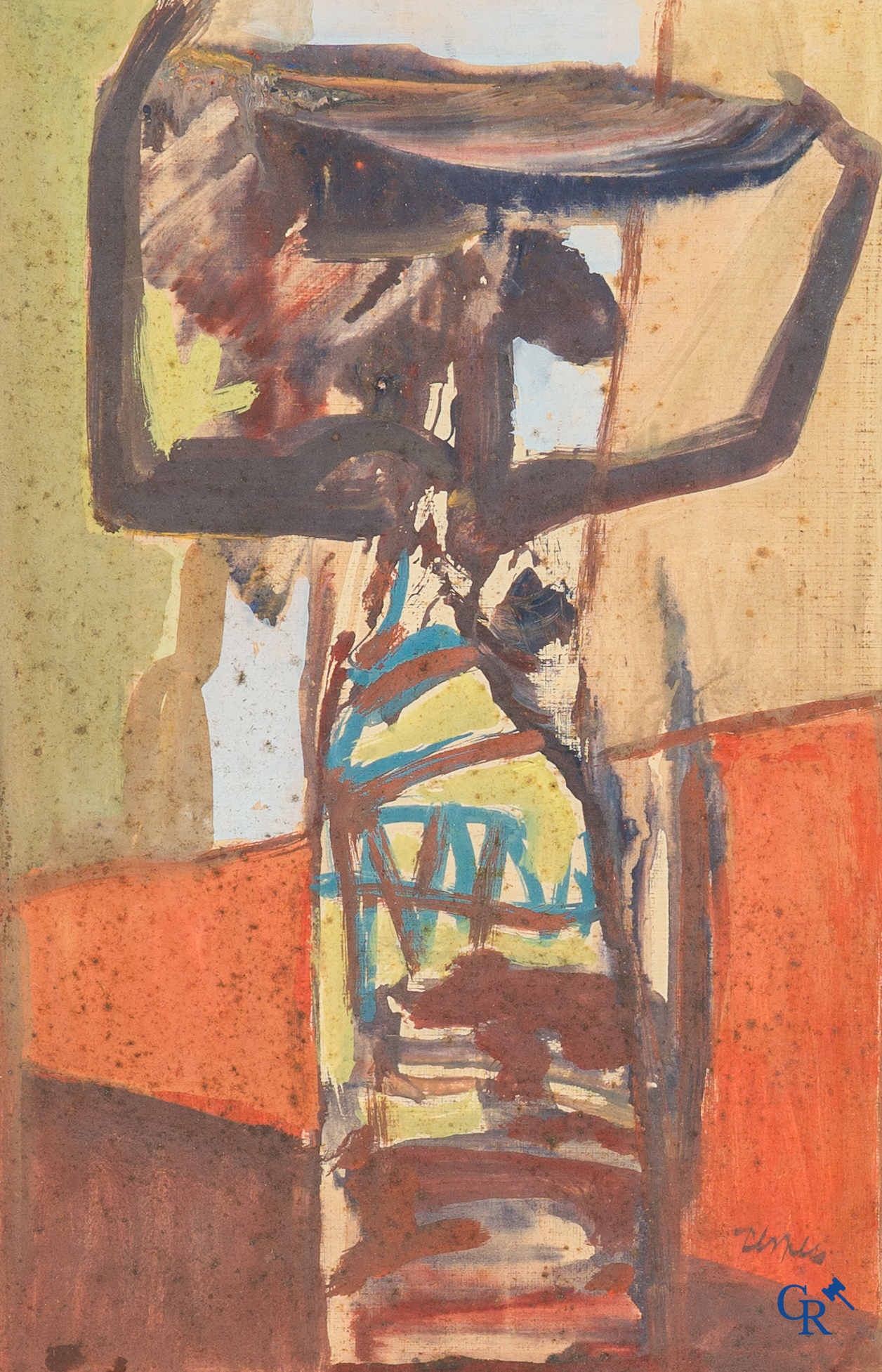 Floris Jespers (1889-1965) Congolese woman. Mixed media on paper. Signed lower right.