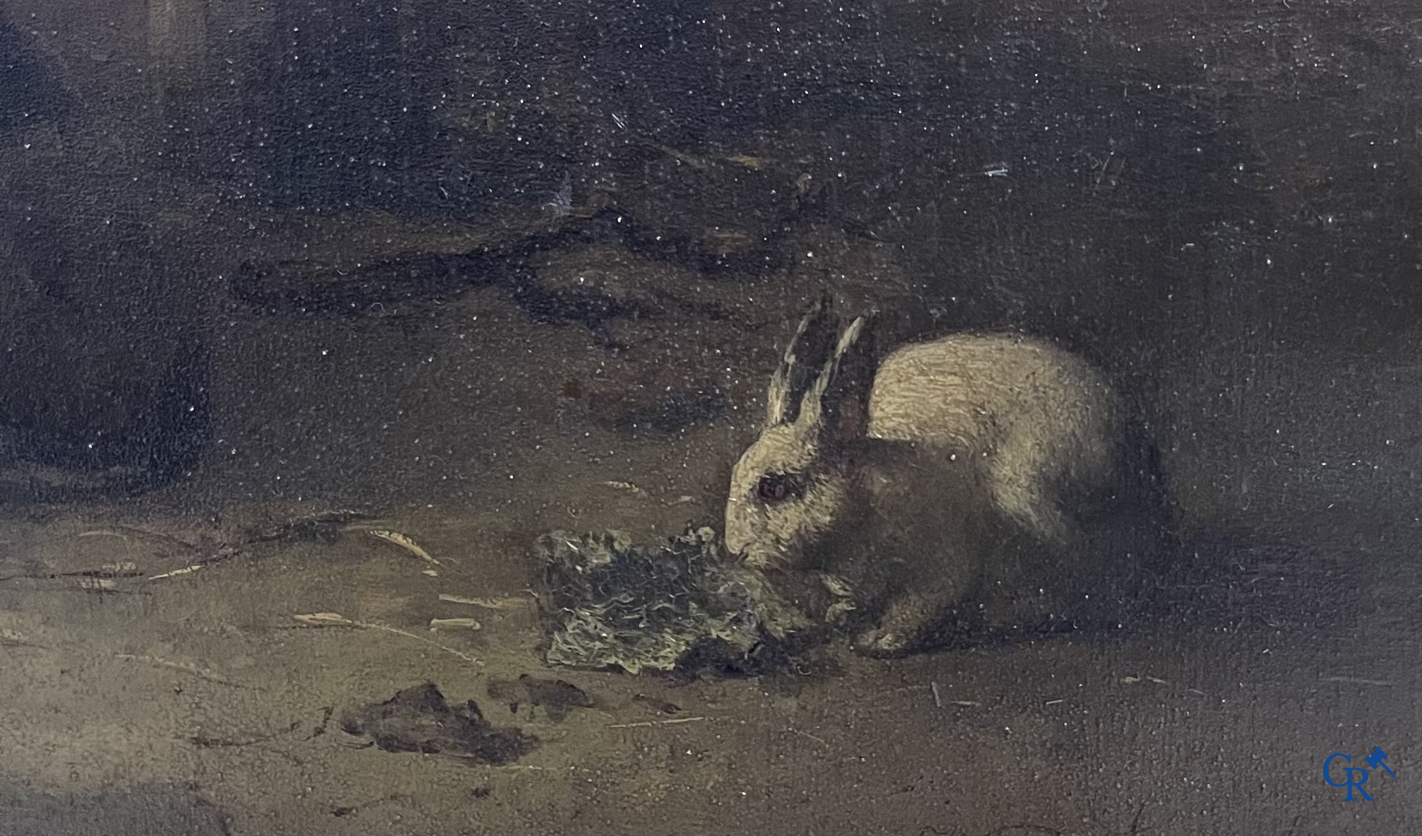 Willem I Linnig (1819-1885) Painting, oil on panel "The young family" Signed and dated 1855.