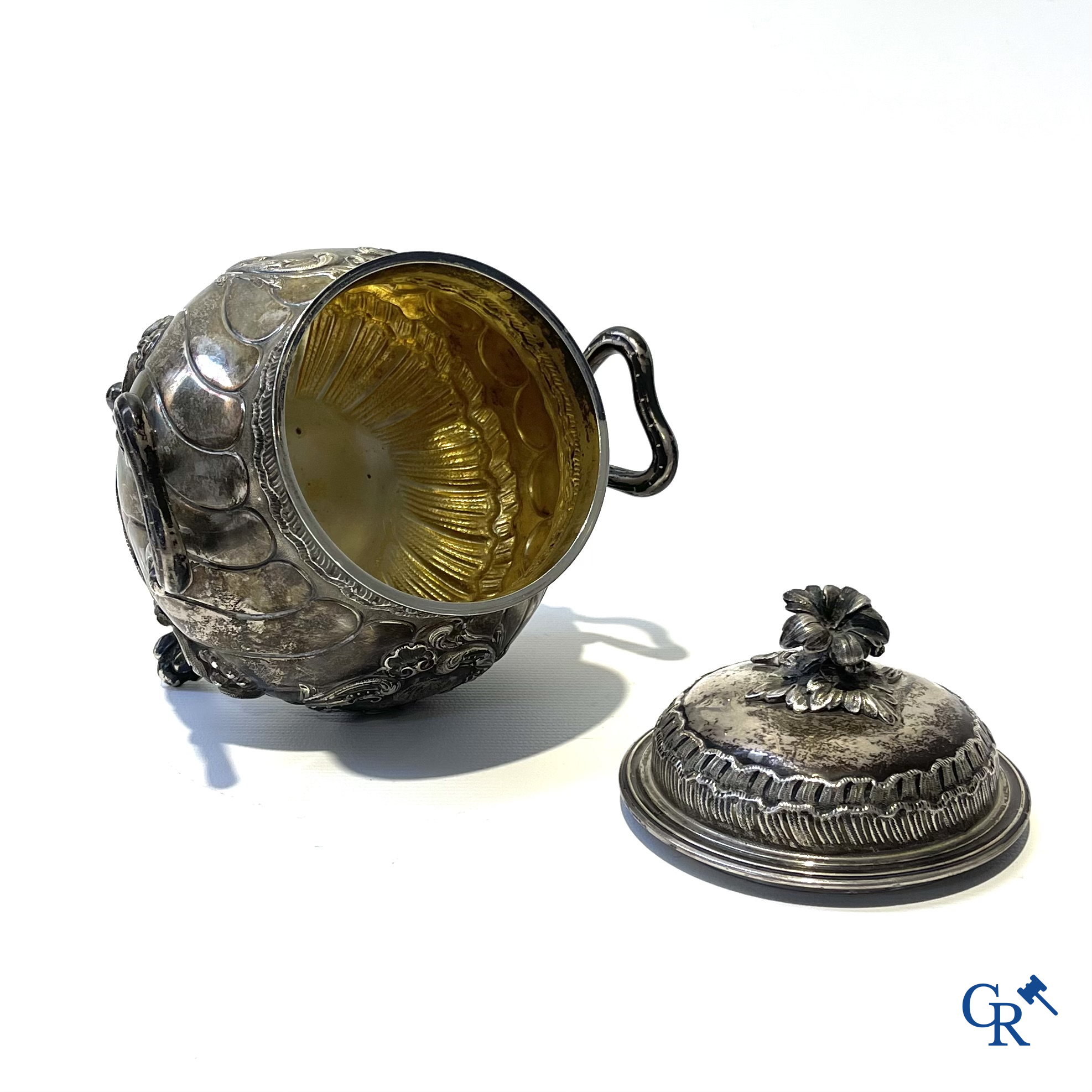 Silver. Veyrat à Paris. Coffee pot and sugar bowl in silver, 1st grade.