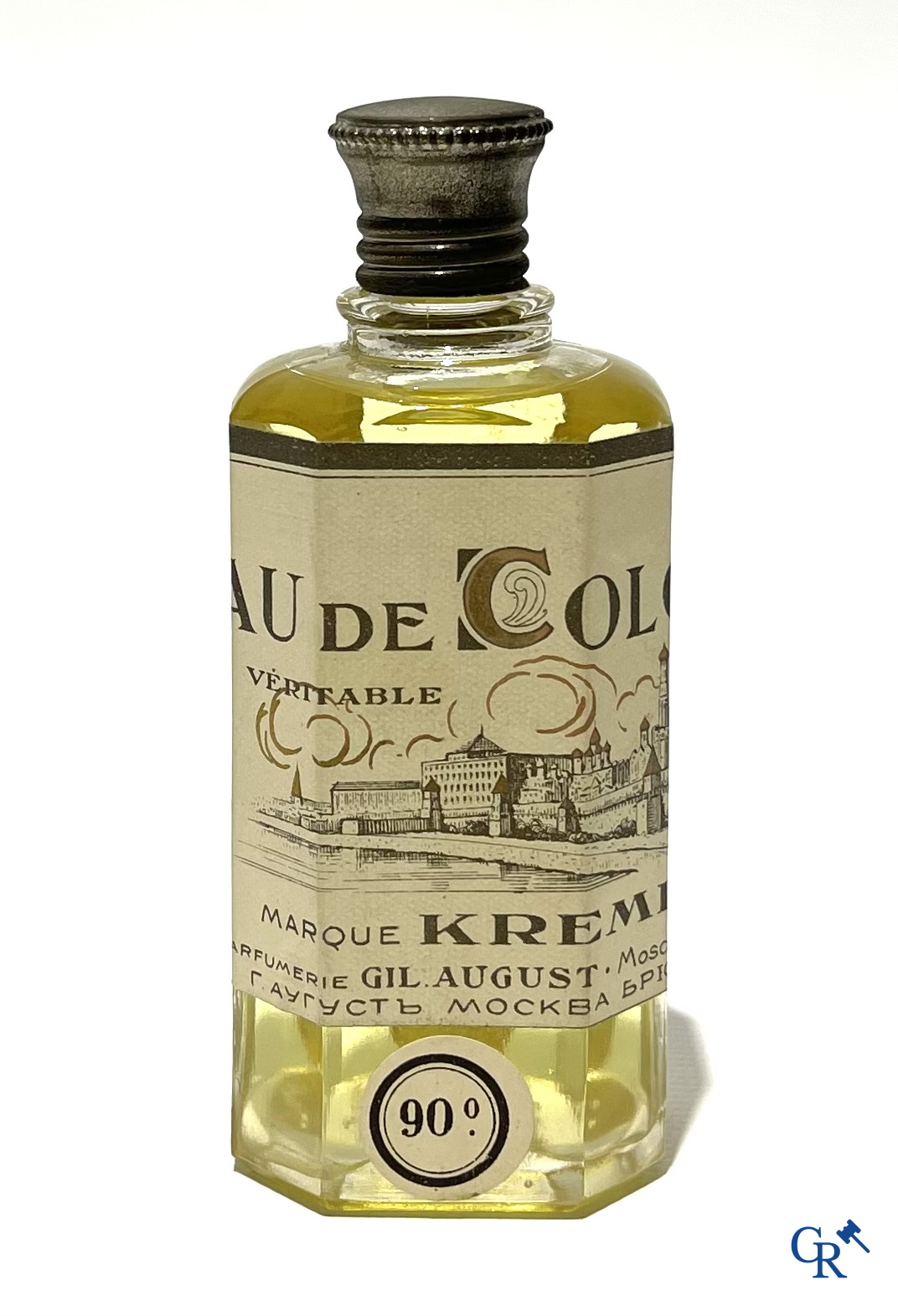 Art Deco, 4 zeldzame Eau de Cologne flessen voor Gilles August & Cie waaronder marque Kremlin. Jaren '40.
