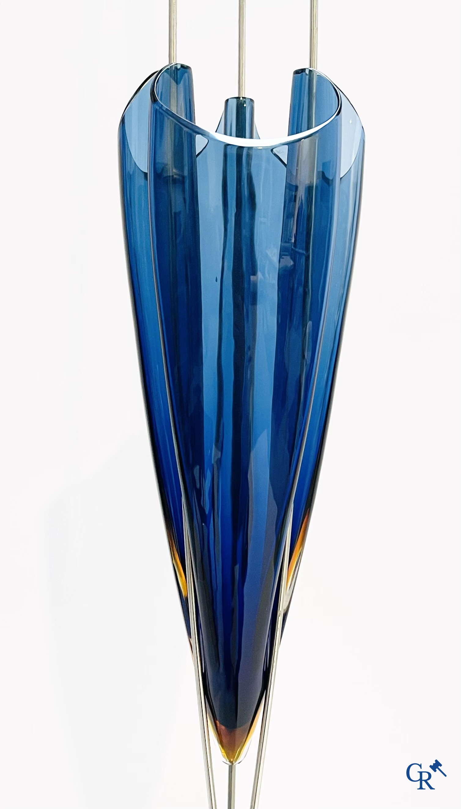 David Palterer (1949) Zanotta Editione. "Zande" vase in Murano glass and metal. Signed.
