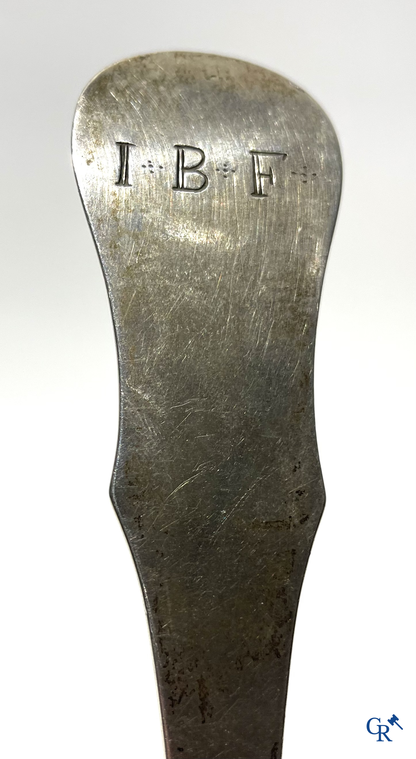 Jean-Baptiste Fallon, Namur 1787. Large stew spoon "cuillère à ragoût" in silver. Engraved initials JBF.