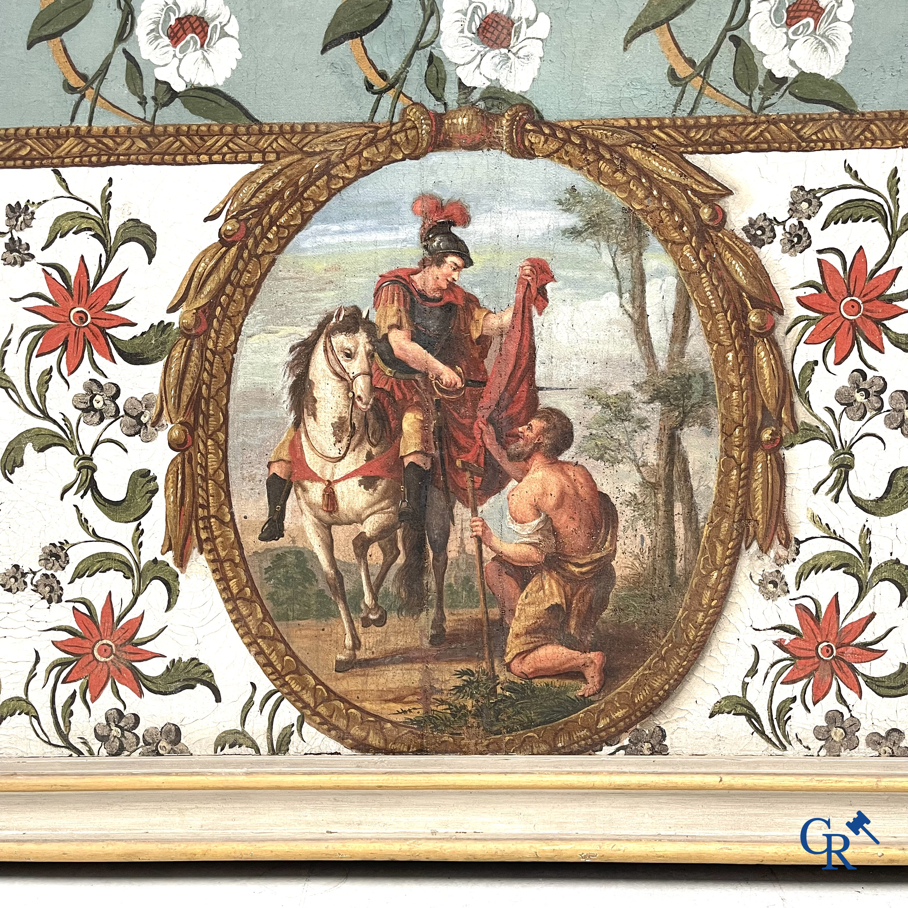 De Heilige Sint Maarten van Tours. Imposant schilderij, olie op doek. Eind 18e eeuw.