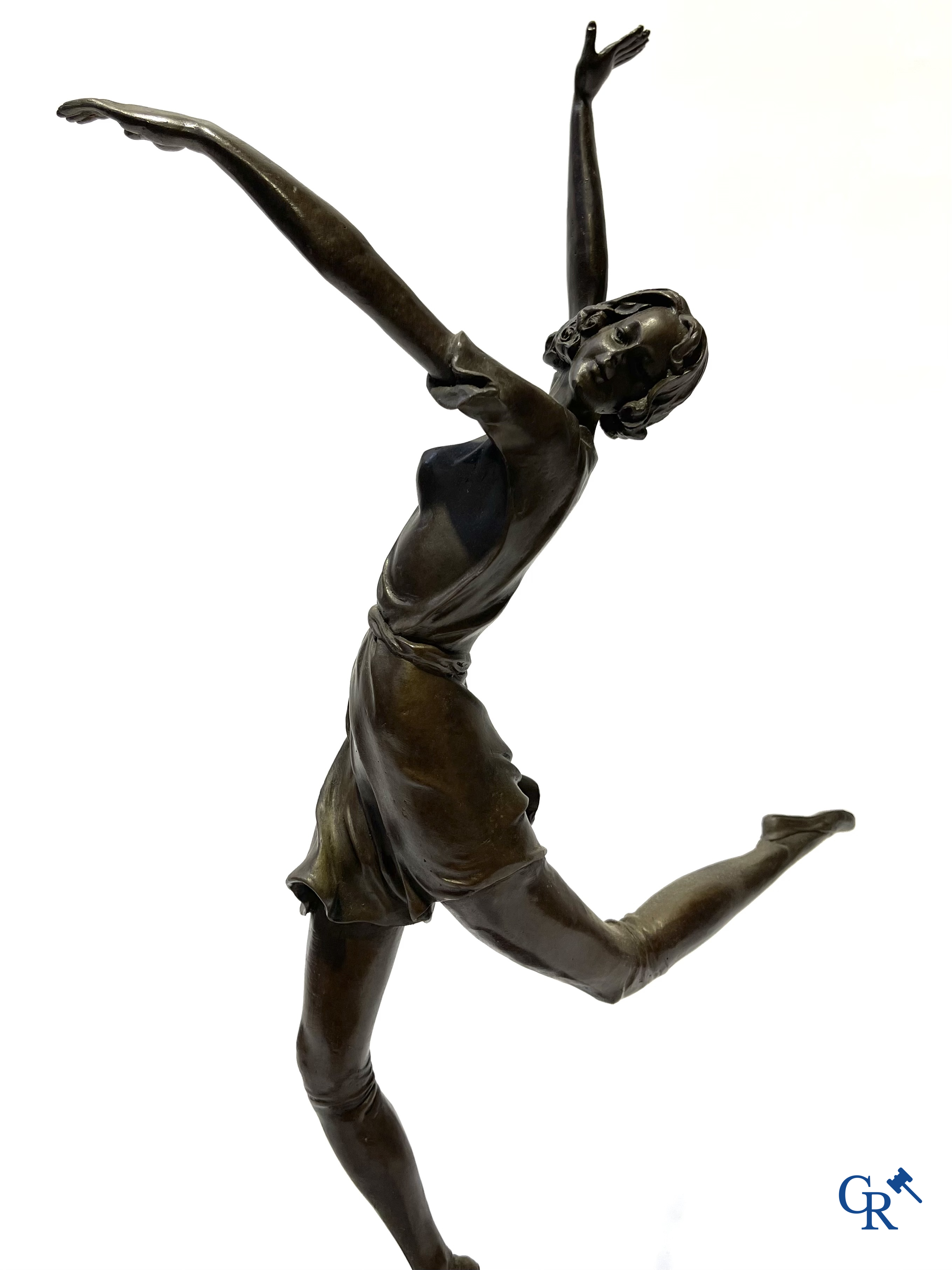 Bronze statue on marble pedestal. Art Deco style. Signed B. Zach. Posthumously, 20th century.