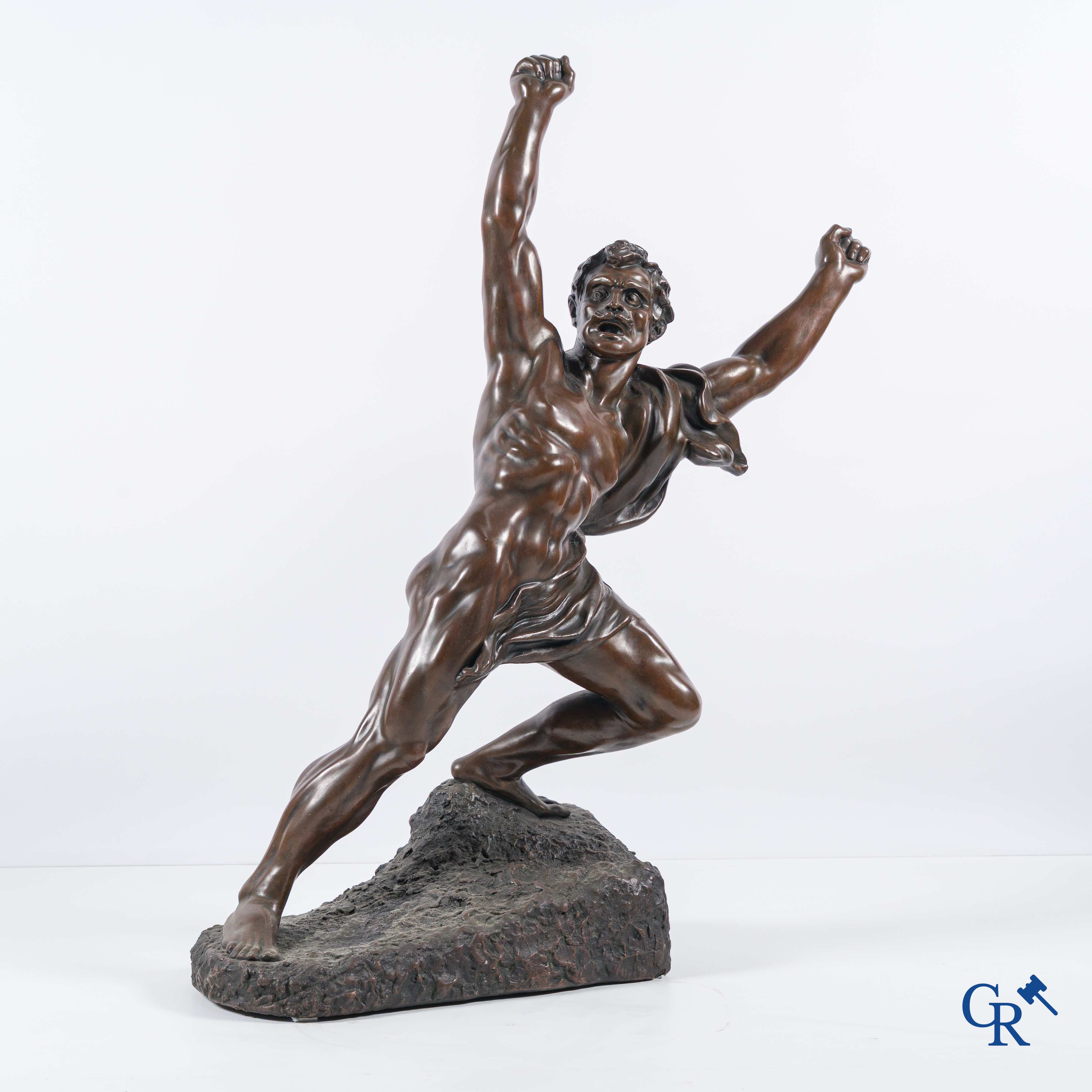 Jef Lambeaux (1852-1908), "Le vainqueur". Groot beeld in galvano, Circa 1900.